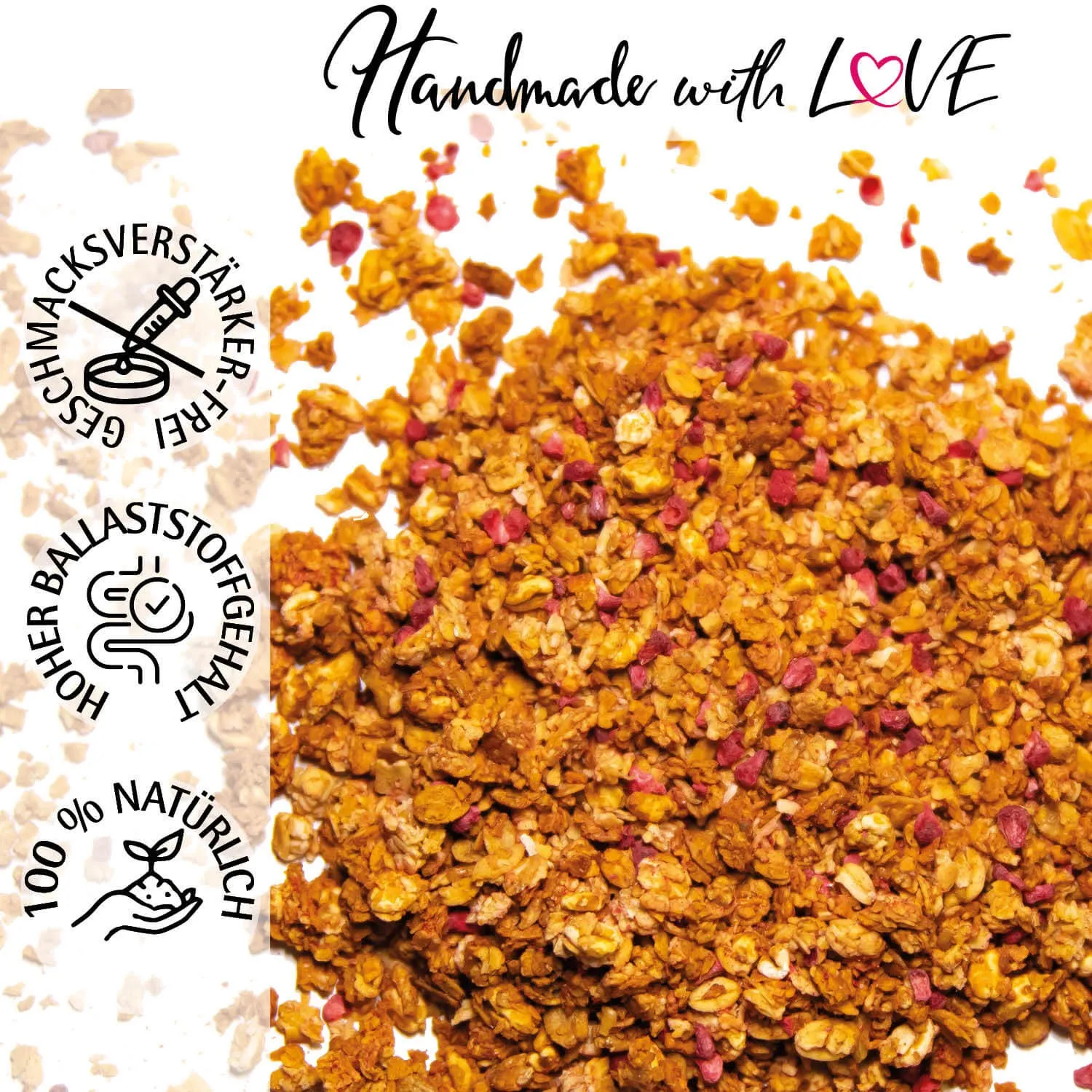 Zum Valentinstag, pink (Beeren-Müsli) - Gourmet-Müsli, frisch aus der Mühle