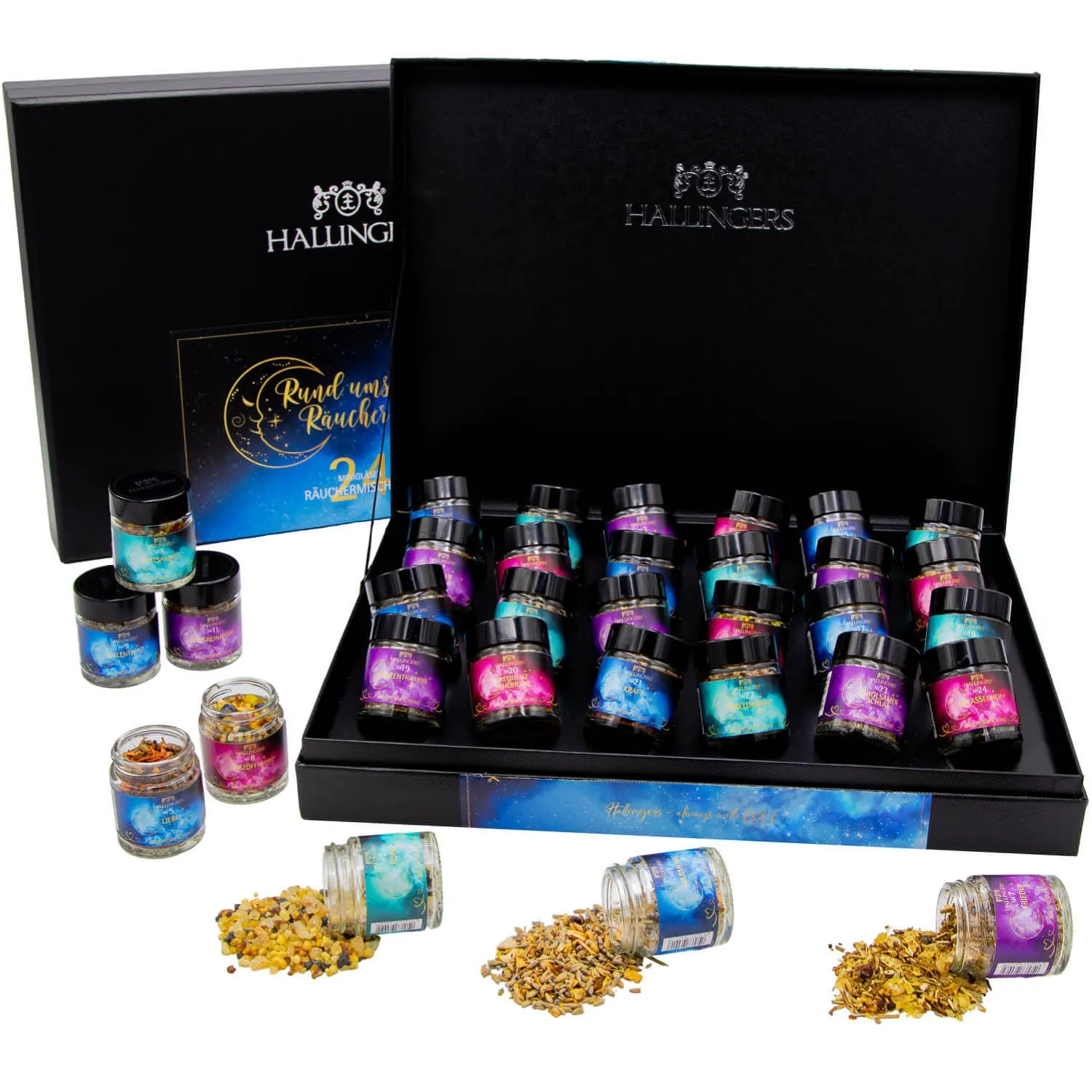 RÄUCHERWERK SET IN DER GESCHENK-BOX - 24x Premium-Qualität Incense mit feinem Harz zum Räuchern, stilvoll verpackt in einer hochwertigen Geschenk-Box. Die besondere Geschenkidee für Meditation, Wohlfühlmomente & besondere Rituale