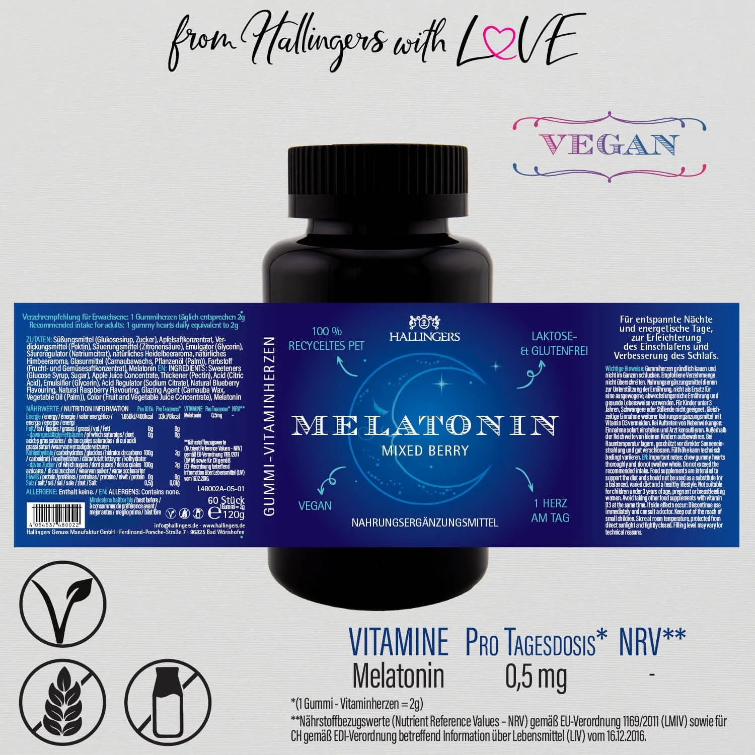 Melatonin - gut schlafen Gummies, 60 vegane Vitaminherzen