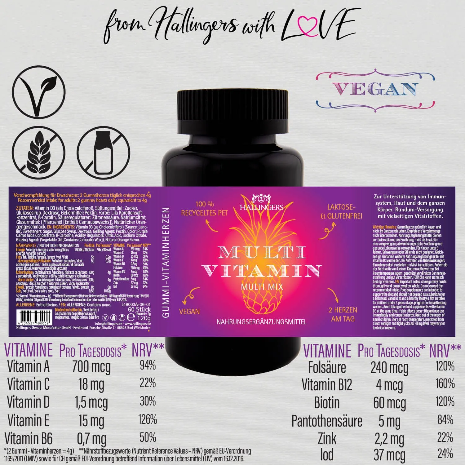 Multi Vitamin - Multivitamin Gummies, 60 vegane Vitaminherzen