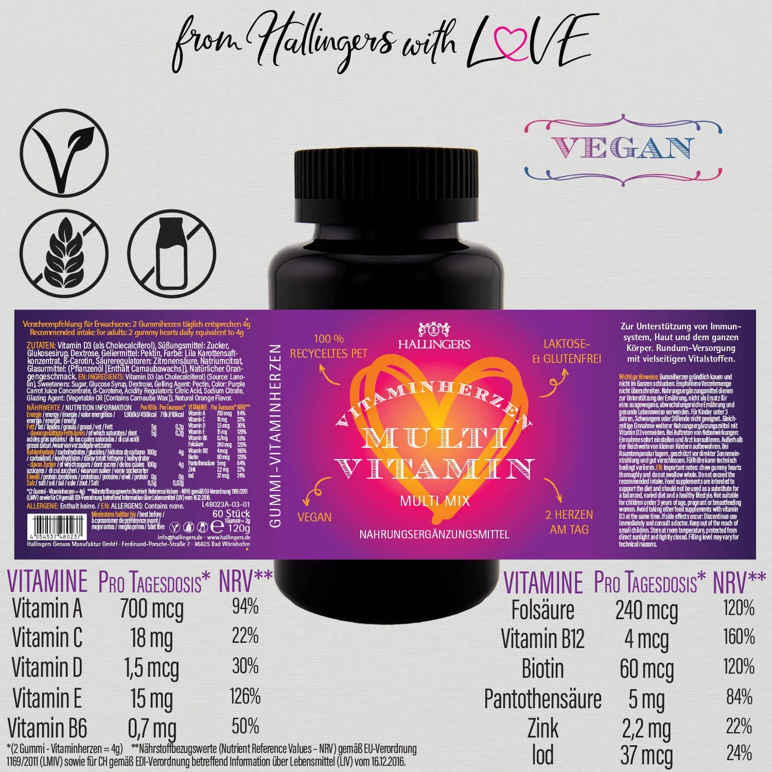 Multi, Herz - Multivitamin Gummies, 60 vegane Vitaminherzen