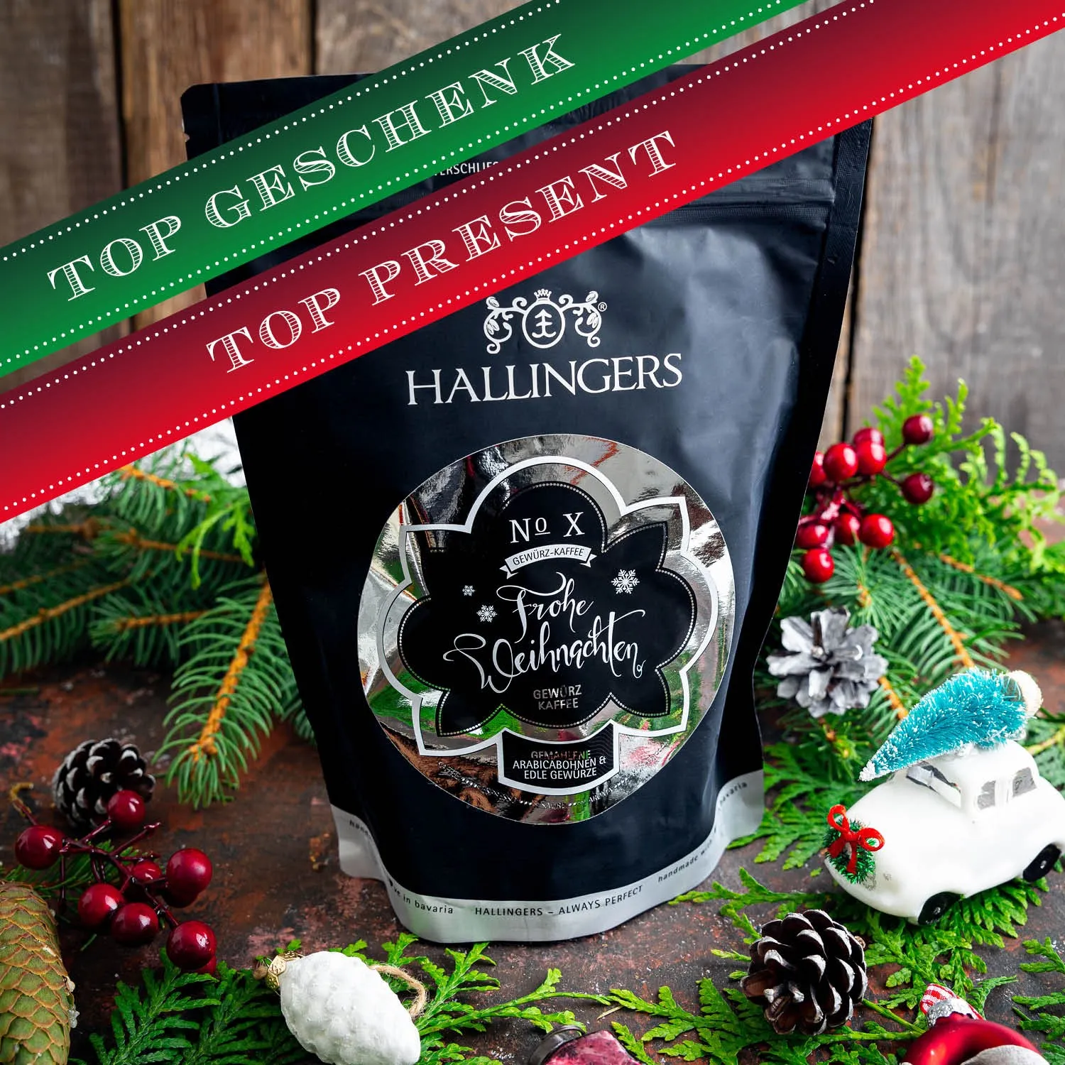 VOLLES AROMA, VOLLER GENUSS - Edition \Weihnachtskaffee\: Während andere auf günstige Bohnen & schnelle Verarbeitung setzen, überzeugt unser Kaffee durch Tiefe, Finesse & Aroma, das lange in Erinnerung bleibt (Filterkaffee-Mahlung)