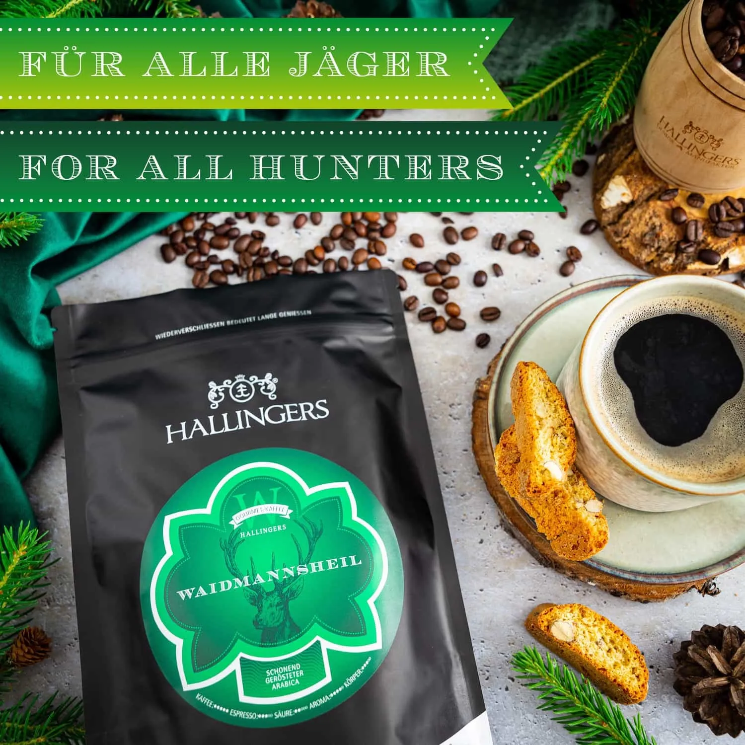 VOLLES AROMA, VOLLER GENUSS - Edition \No. W - Waidmannsheil\: Während andere auf günstige Bohnen & schnelle Verarbeitung setzen, überzeugt unser Kaffee durch Tiefe, Finesse & Aroma, das lange in Erinnerung bleibt