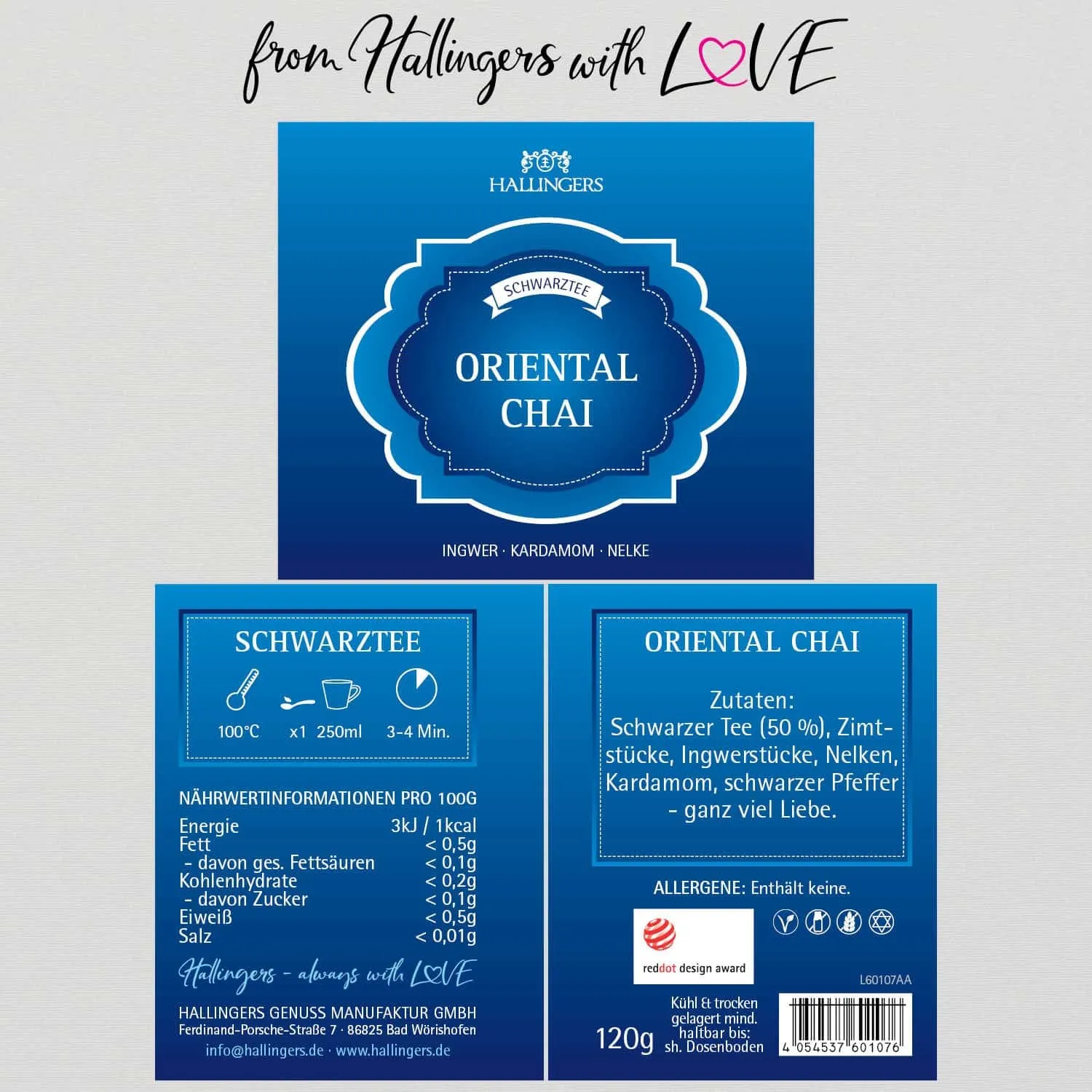 Oriental Chai (mit Cassia, Ingwer & Kardamom) - Schwarzer Tee, loser Tee Geschenkdose