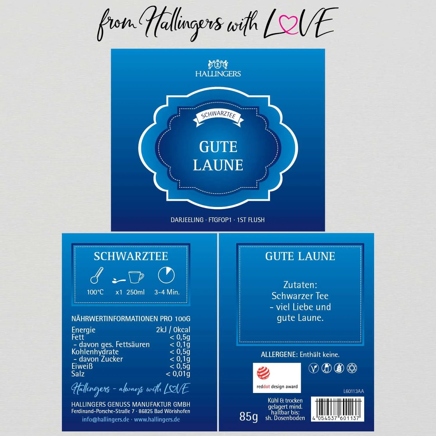 Gute Laune (mit Darjeeling - FTGFOP1 - 1st Flush) - Schwarzer Tee, loser Tee Geschenkdose