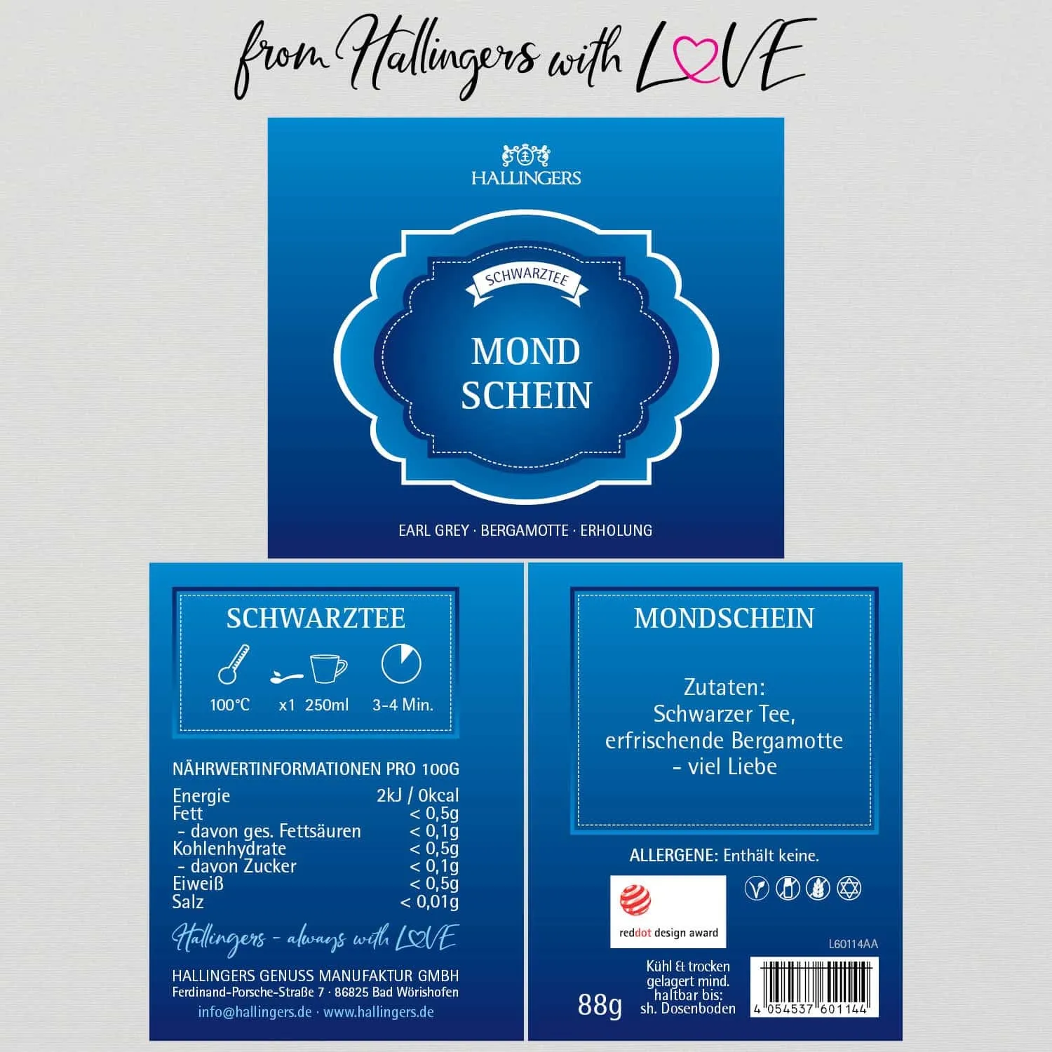 Mondschein (mit erfrischender Bergamotte) - Schwarzer Tee, loser Tee Geschenkdose