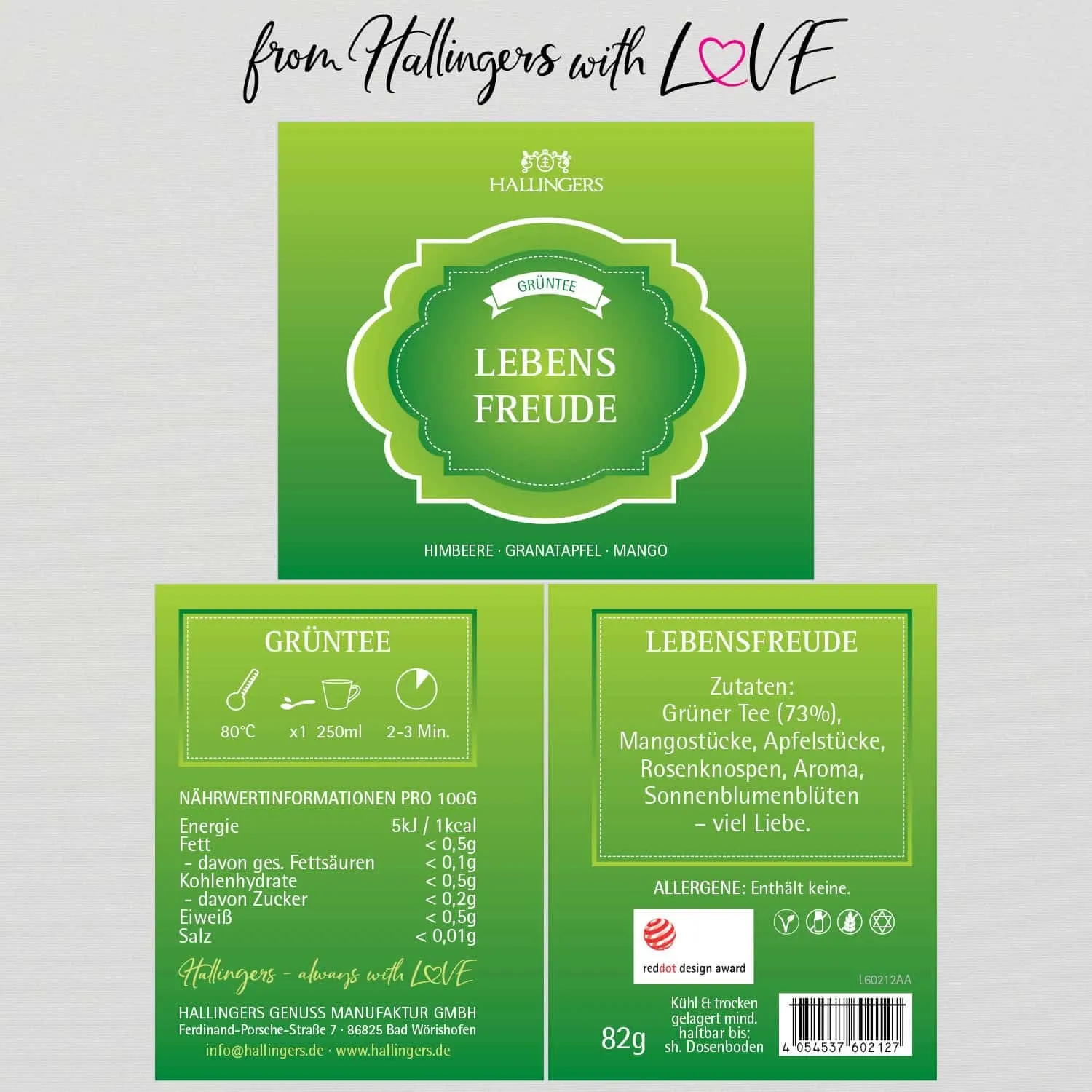 Lebensfreude (mit Mango, Apfel & Rose) - Grüner Tee, loser Tee Geschenkdose
