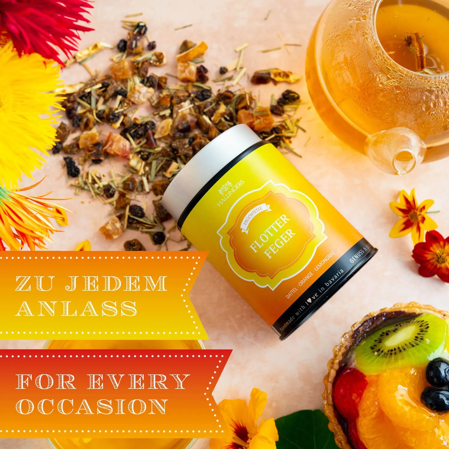 VOLLES AROMA, VOLLER GENUSS - Edition \Flotter Feger\: Während andere auf künstliche Beliebigkeit und industrielle Massenfertigung setzen, überzeugt echter Früchtetee durch Intensität, Natürlichkeit und unverwechselbaren Geschmack
