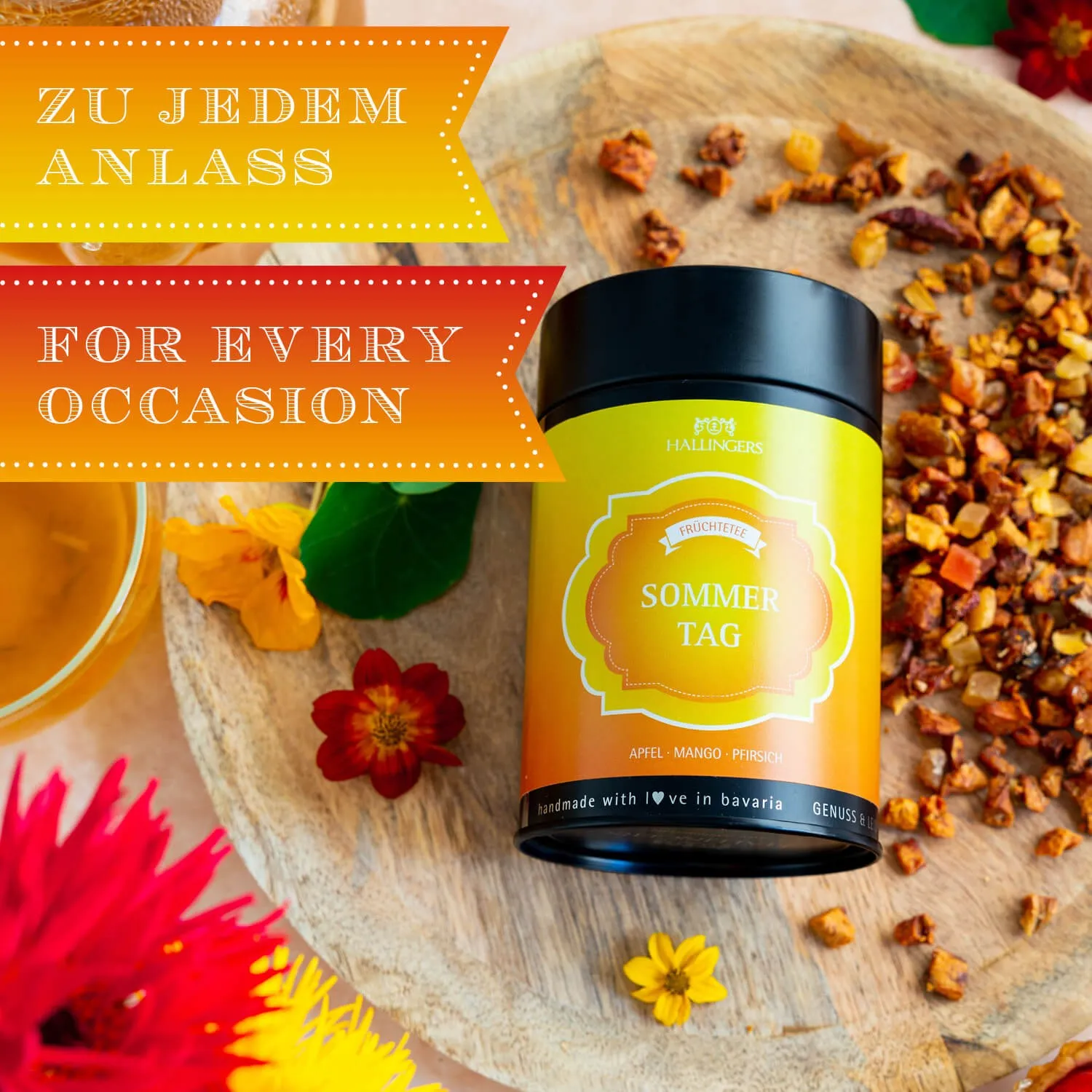 VOLLES AROMA, VOLLER GENUSS - Edition \Sommertag\: Während andere auf künstliche Beliebigkeit und industrielle Massenfertigung setzen, überzeugt echter Früchtetee durch Intensität, Natürlichkeit und unverwechselbaren Geschmack
