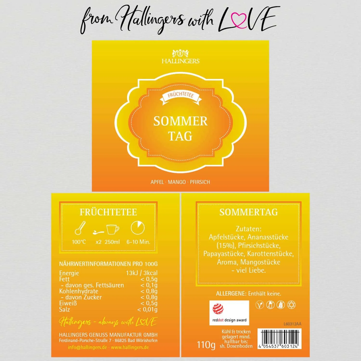 Sommertag (mit Apfel, Mango & Pirsich) - Früchtetee, loser Tee Geschenkdose