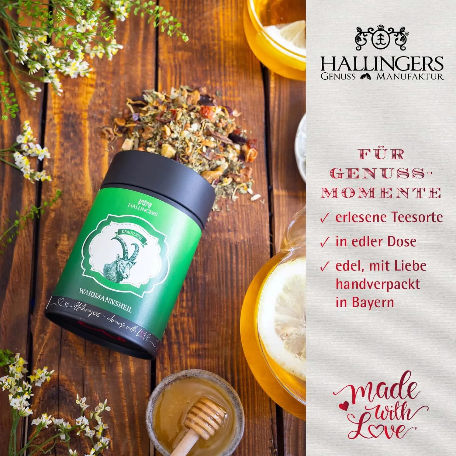 VOLLES AROMA, VOLLER GENUSS - Edition \Waidmannsheil Bergwiese\: Vergiss austauschbare Teebeutel ohne Persönlichkeit - außergewöhnlicher Kräutertee beginnt, wo Qualität wichtiger ist als Masse und jede Tasse ihren eigenen Charakter entfaltet