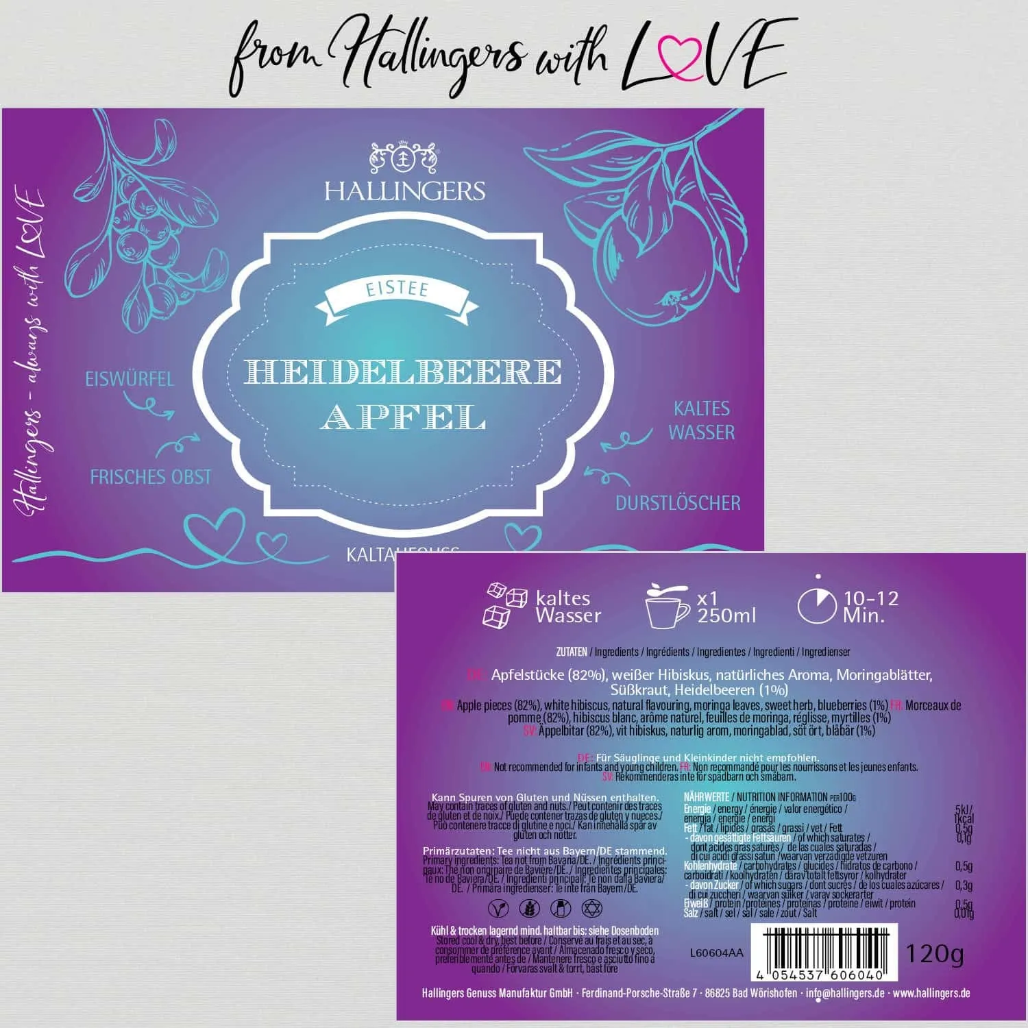 Heidelbeere-Apfel (mit Heidelbeer, Hibiskus & Apfel) - Cold Tea, loser Tee Geschenkdose