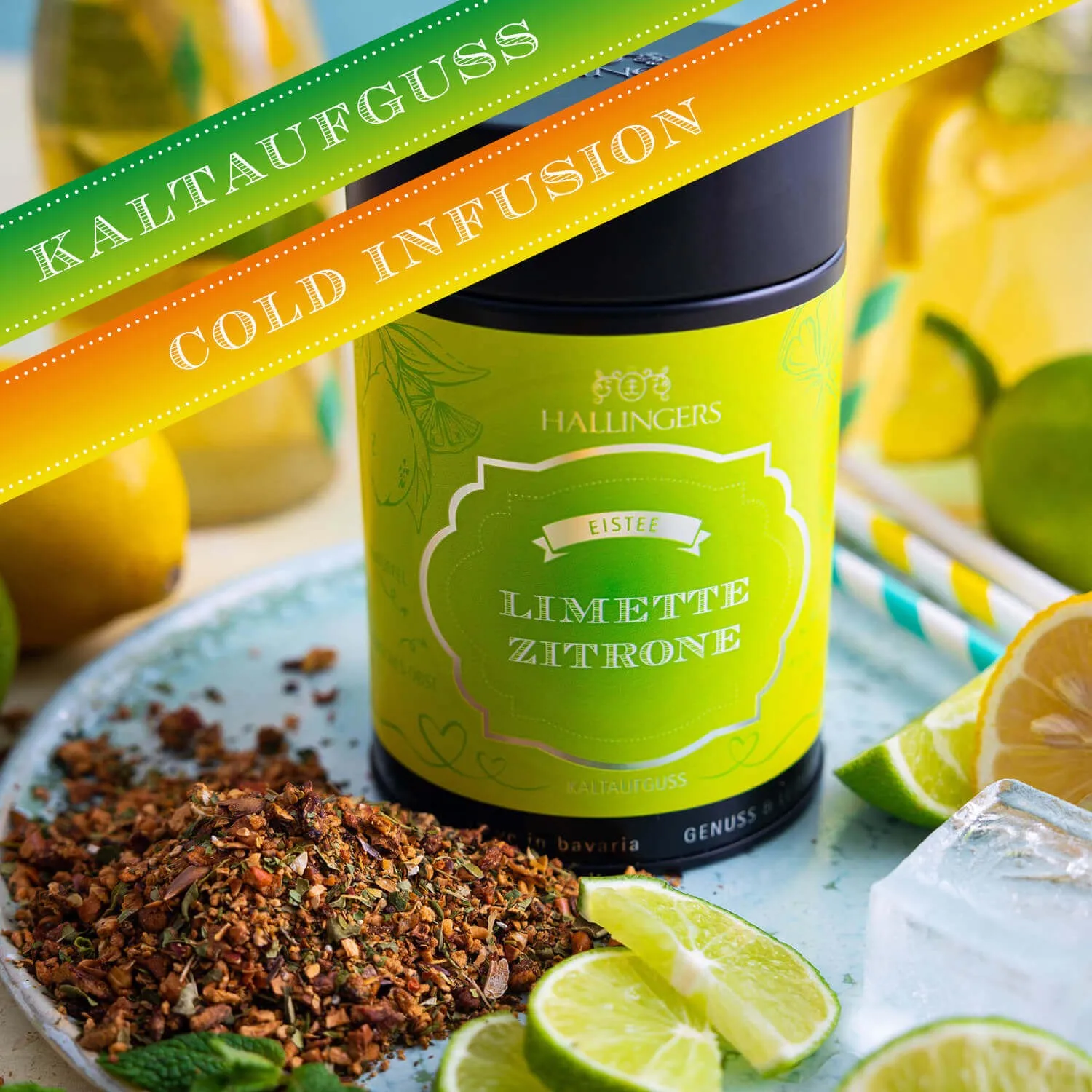 VOLLES AROMA, VOLLER GENUSS - Edition \Limette-Zitrone\: Schluss mit Kaltaufgüssen, die vor allem süß schmecken - der Unterschied zeigt sich dort, wo ausgewählte Zutaten, Frische und echter Teegenuss wichtiger sind als Massenware