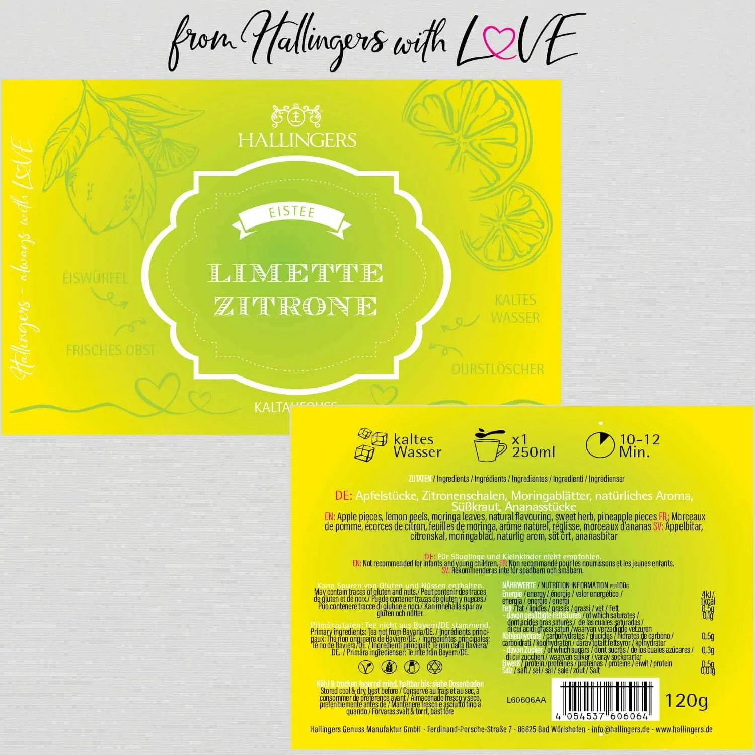 Limette-Zitrone (mit Limette, Zitrone & Ananas) - Cold Tea, loser Tee Geschenkdose
