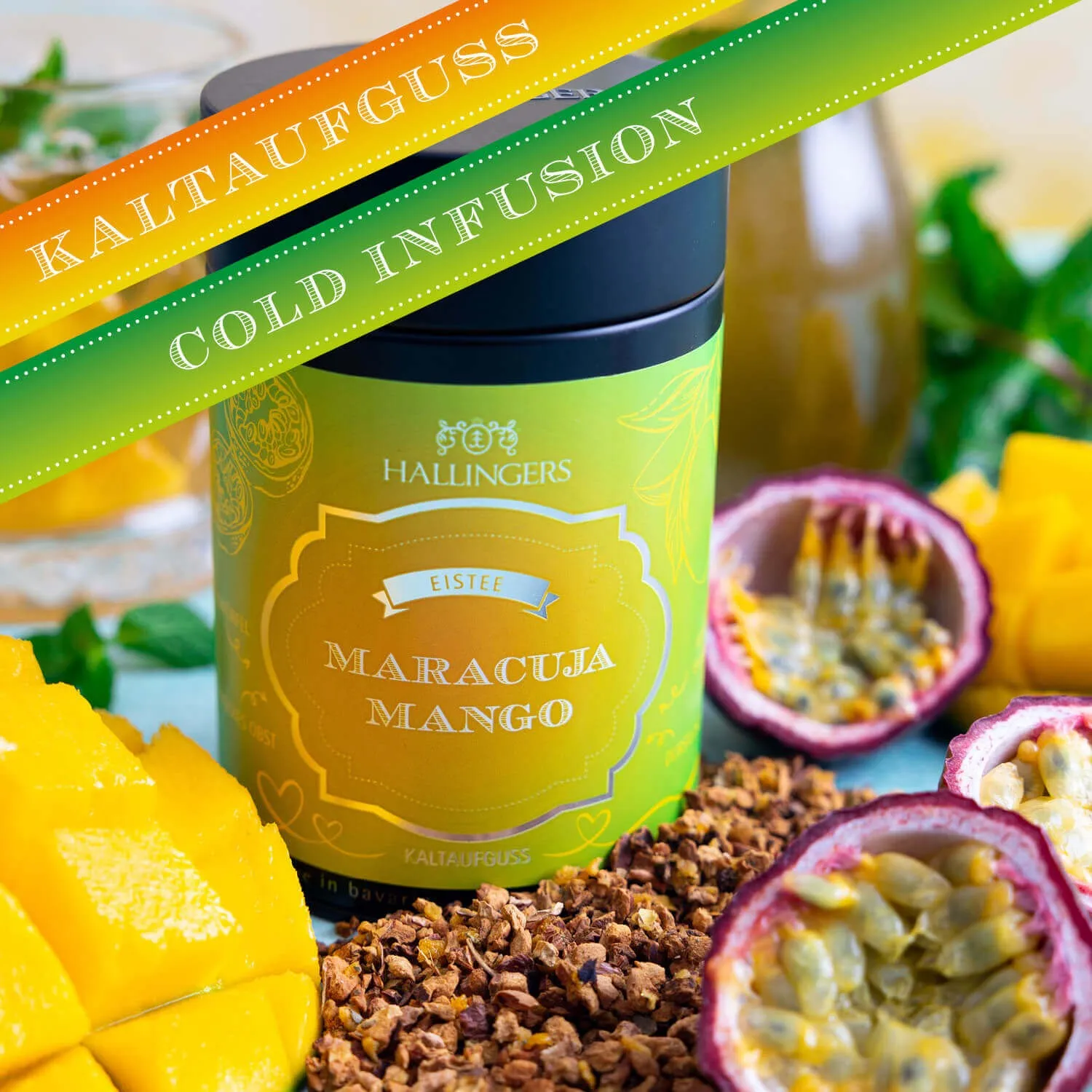 VOLLES AROMA, VOLLER GENUSS - Edition \Maracuja-Mango\: Schluss mit Kaltaufgüssen, die vor allem süß schmecken - der Unterschied zeigt sich dort, wo ausgewählte Zutaten, Frische und echter Teegenuss wichtiger sind als Massenware