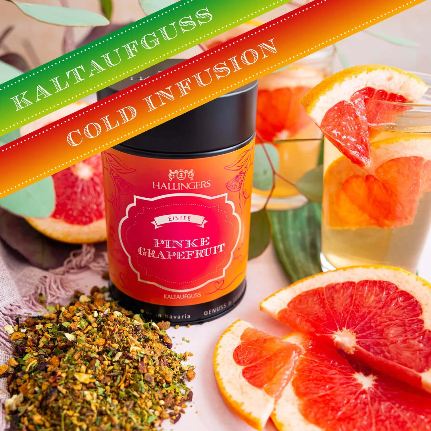 VOLLES AROMA, VOLLER GENUSS - Edition \Pinke Grapefruit\: Schluss mit Kaltaufgüssen, die vor allem süß schmecken - der Unterschied zeigt sich dort, wo ausgewählte Zutaten, Frische und echter Teegenuss wichtiger sind als Massenware