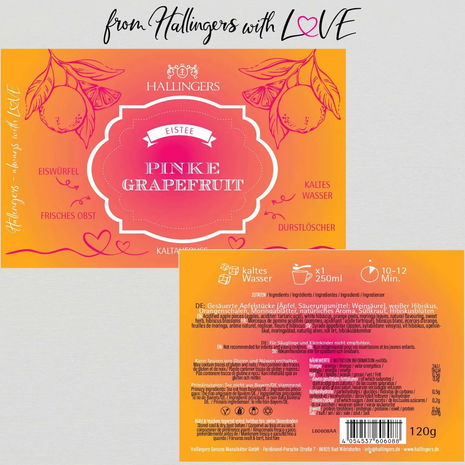 Pinke Grapefruit (mit Grapefruit, Hibiskus & Orange) - Cold Tea, loser Tee Geschenkdose