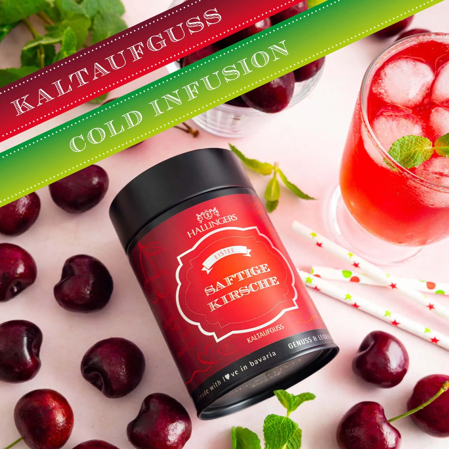 VOLLES AROMA, VOLLER GENUSS - Edition \Saftige Kirsche\: Schluss mit Kaltaufgüssen, die vor allem süß schmecken - der Unterschied zeigt sich dort, wo ausgewählte Zutaten, Frische und echter Teegenuss wichtiger sind als Massenware