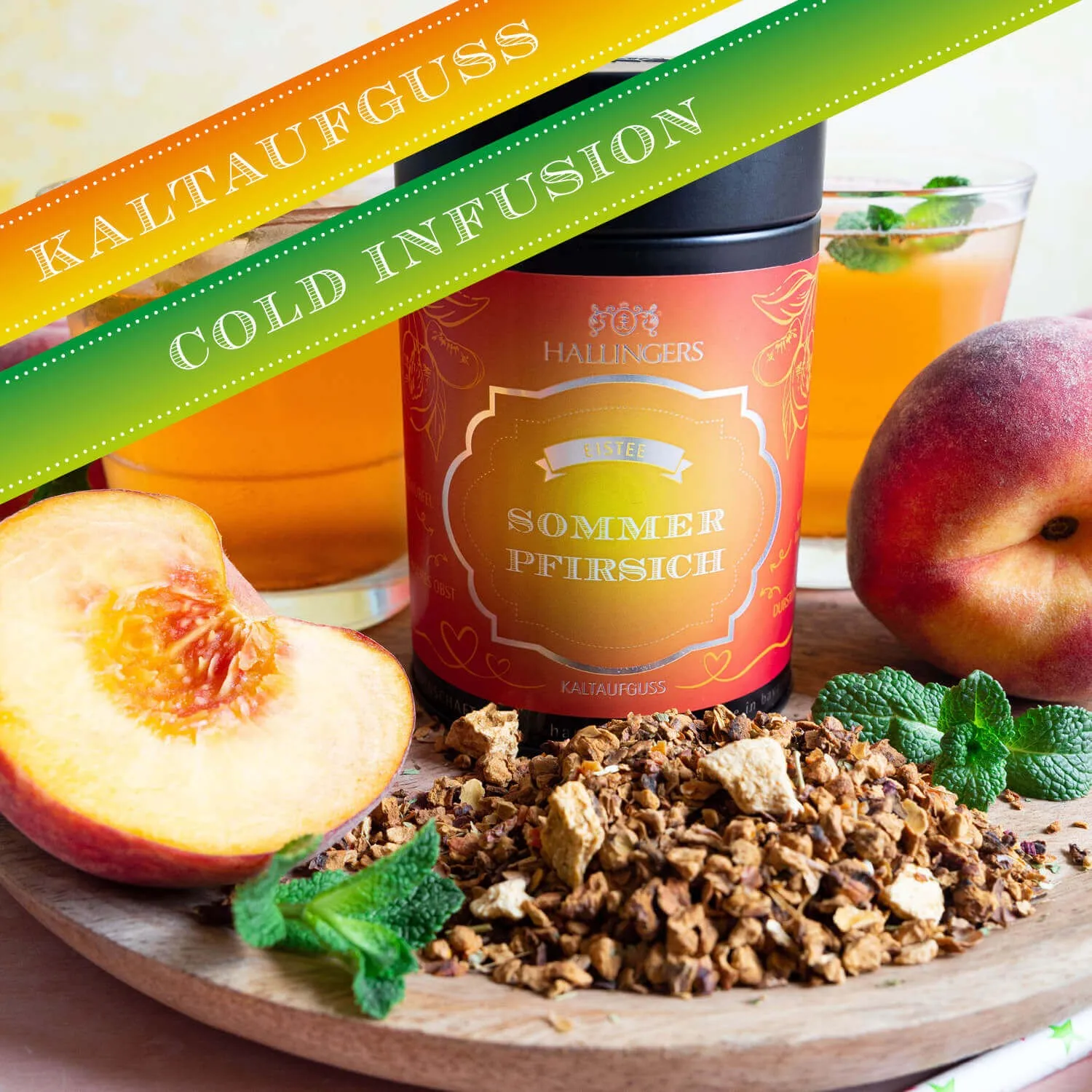 VOLLES AROMA, VOLLER GENUSS - Edition \Sommer-Pfirsich\: Schluss mit Kaltaufgüssen, die vor allem süß schmecken - der Unterschied zeigt sich dort, wo ausgewählte Zutaten, Frische und echter Teegenuss wichtiger sind als Massenware