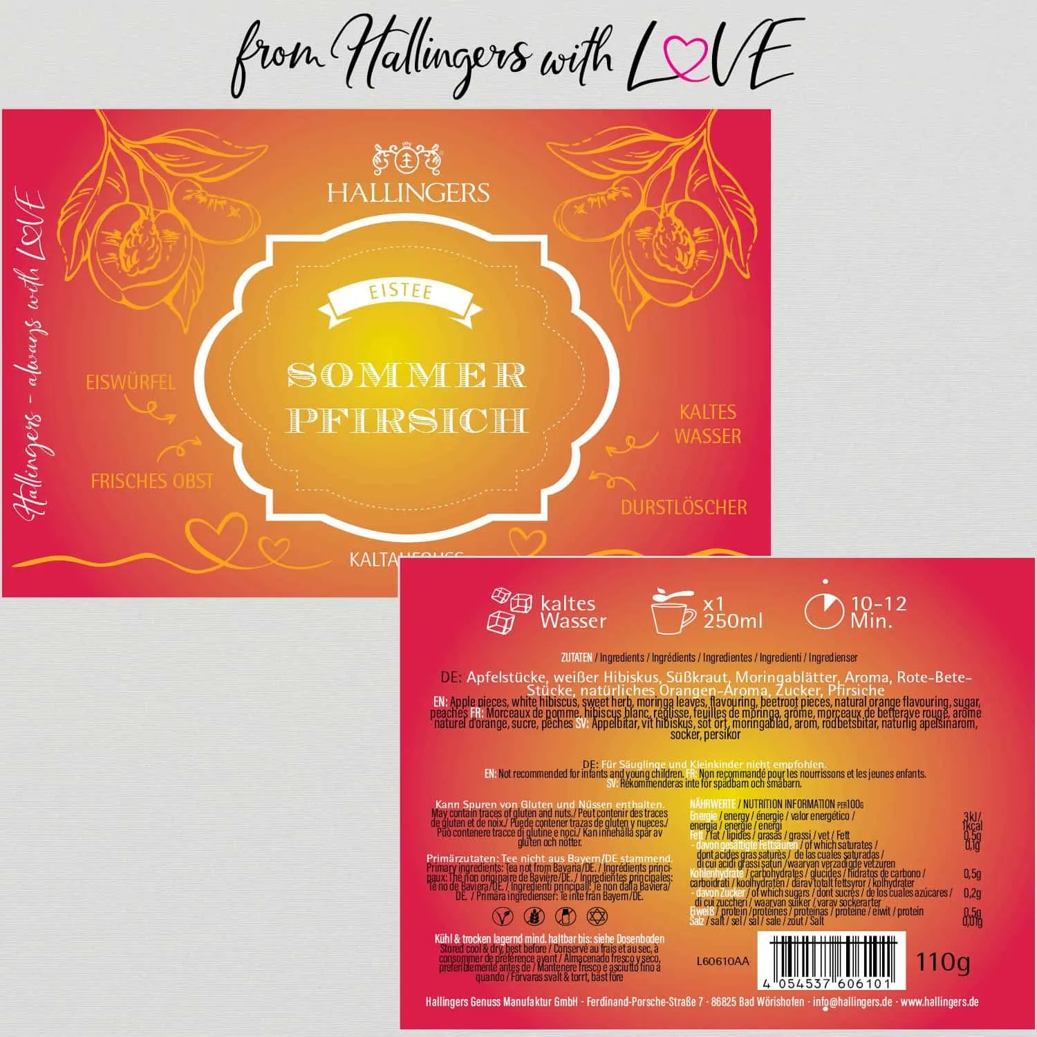 Sommer-Pfirsich (mit Pfirsich, Hibiskus & Orange) - Cold Tea, loser Tee Geschenkdose