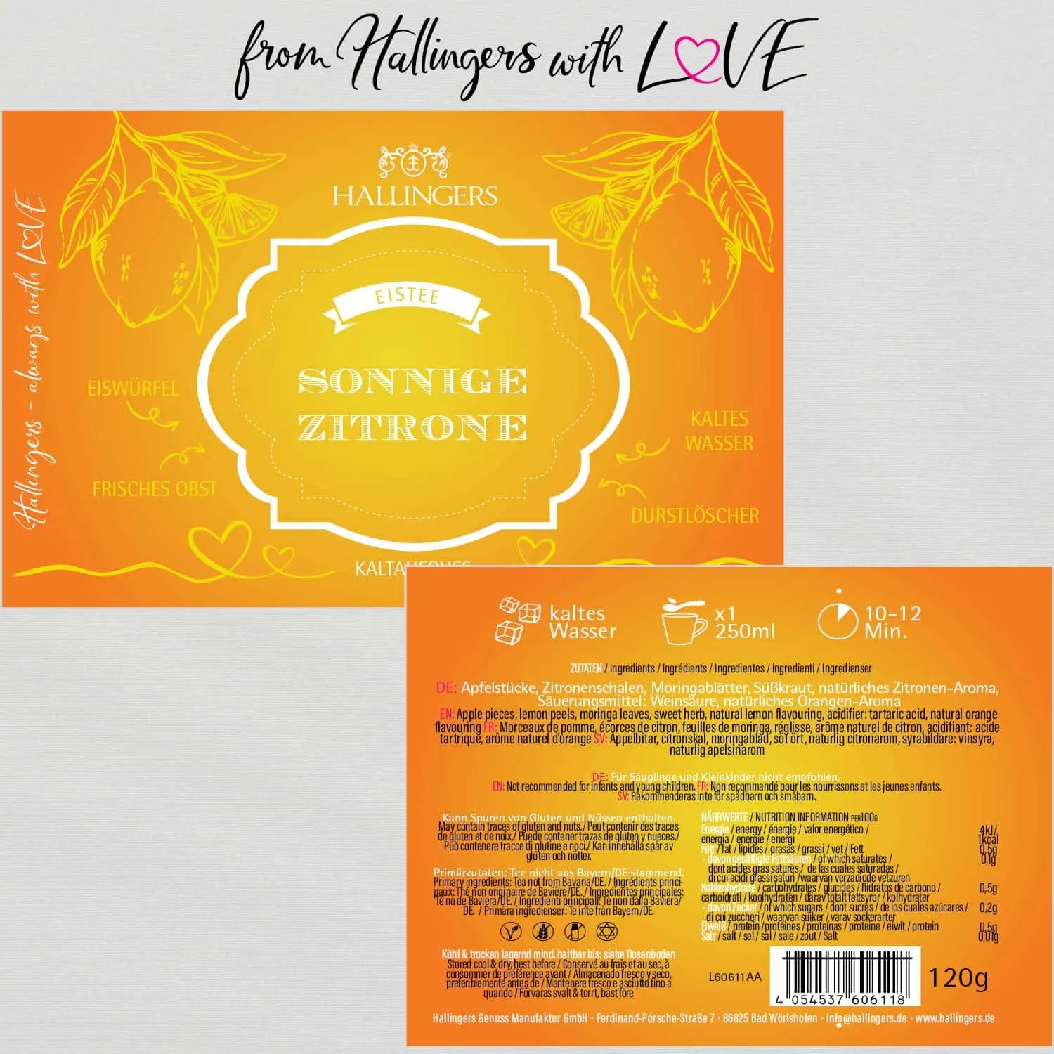 Sonnige Zitrone (mit Zitrone, Moringa & Apfel) - Cold Tea, loser Tee Geschenkdose