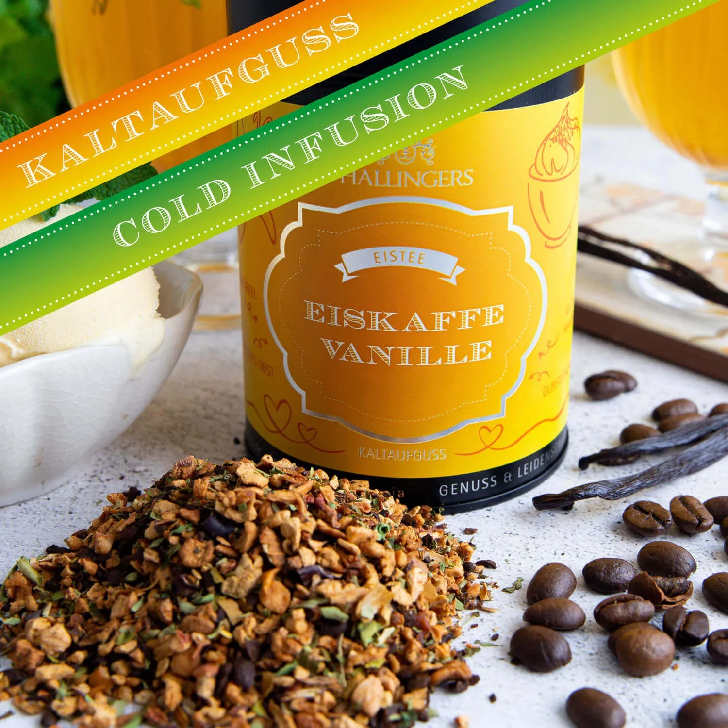 VOLLES AROMA, VOLLER GENUSS - Edition \Eiskaffee Vanille\: Schluss mit Kaltaufgüssen, die vor allem süß schmecken - der Unterschied zeigt sich dort, wo ausgewählte Zutaten, Frische und echter Teegenuss wichtiger sind als Massenware
