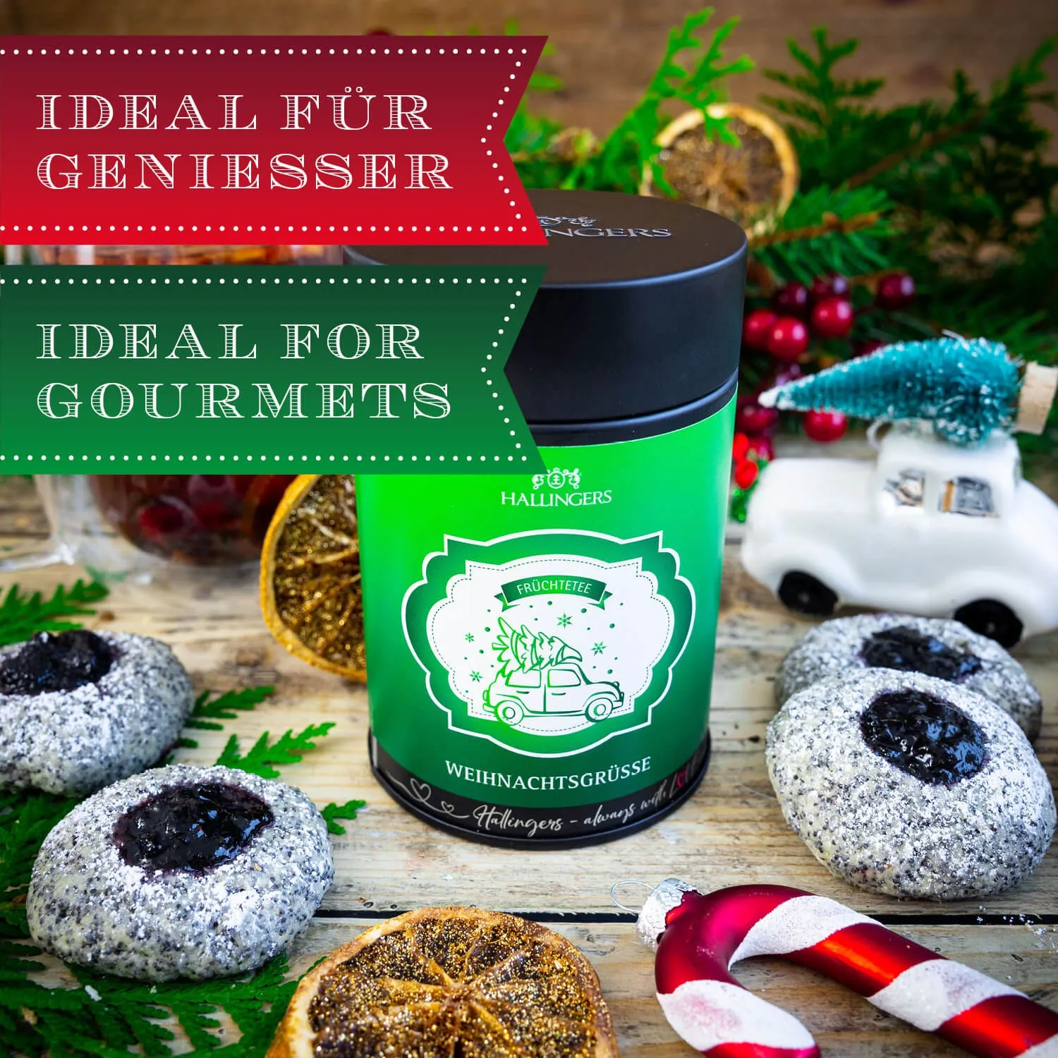 VOLLES AROMA, VOLLER GENUSS - Edition \Weihnachtsgrüße\: Während andere auf künstliche Beliebigkeit und industrielle Massenfertigung setzen, überzeugt echter Früchtetee durch Intensität, Natürlichkeit und unverwechselbaren Geschmack
