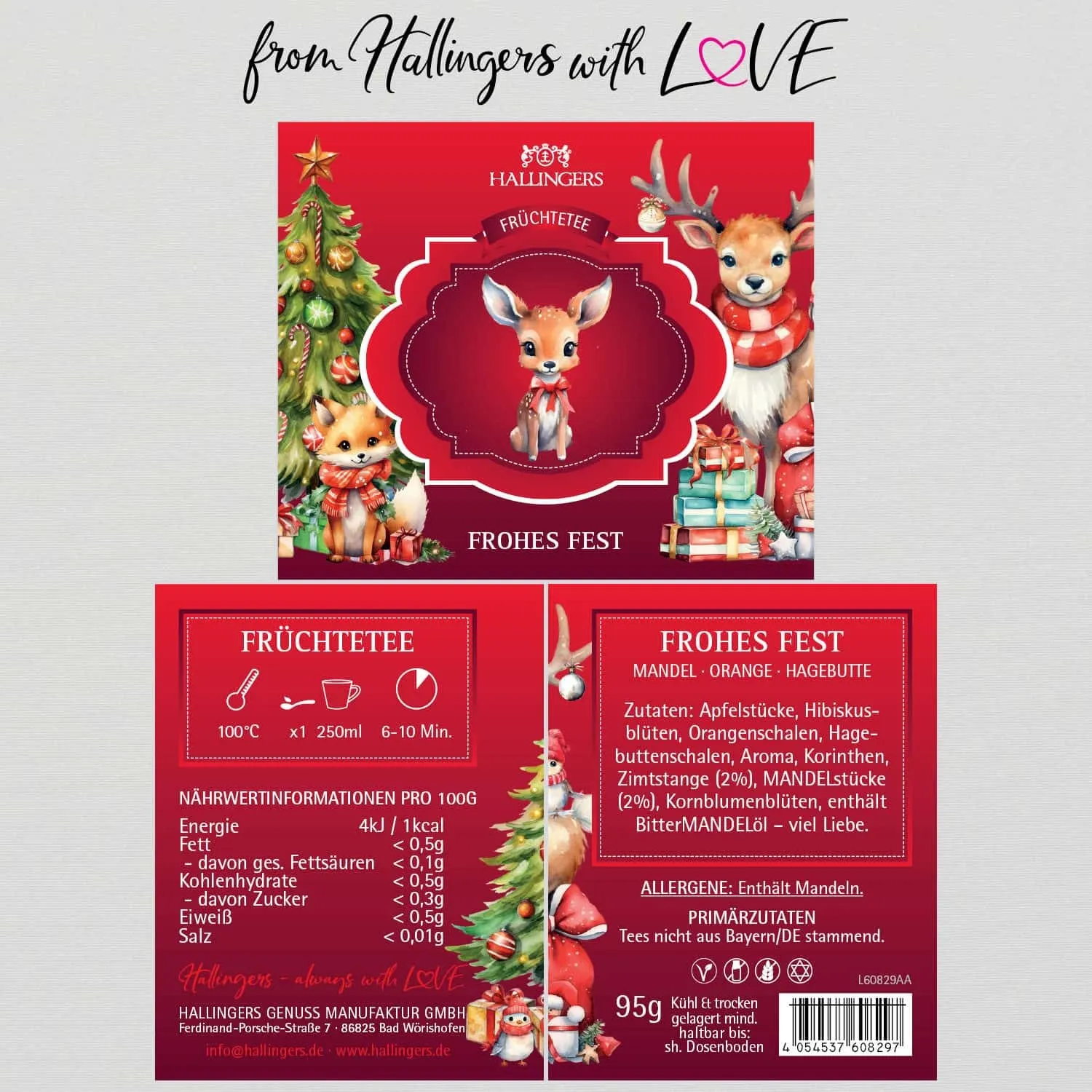 Frohes Fest Bambi (mit Hibiskus, Orange & Mandel) - Früchtetee, loser Tee Geschenkdose