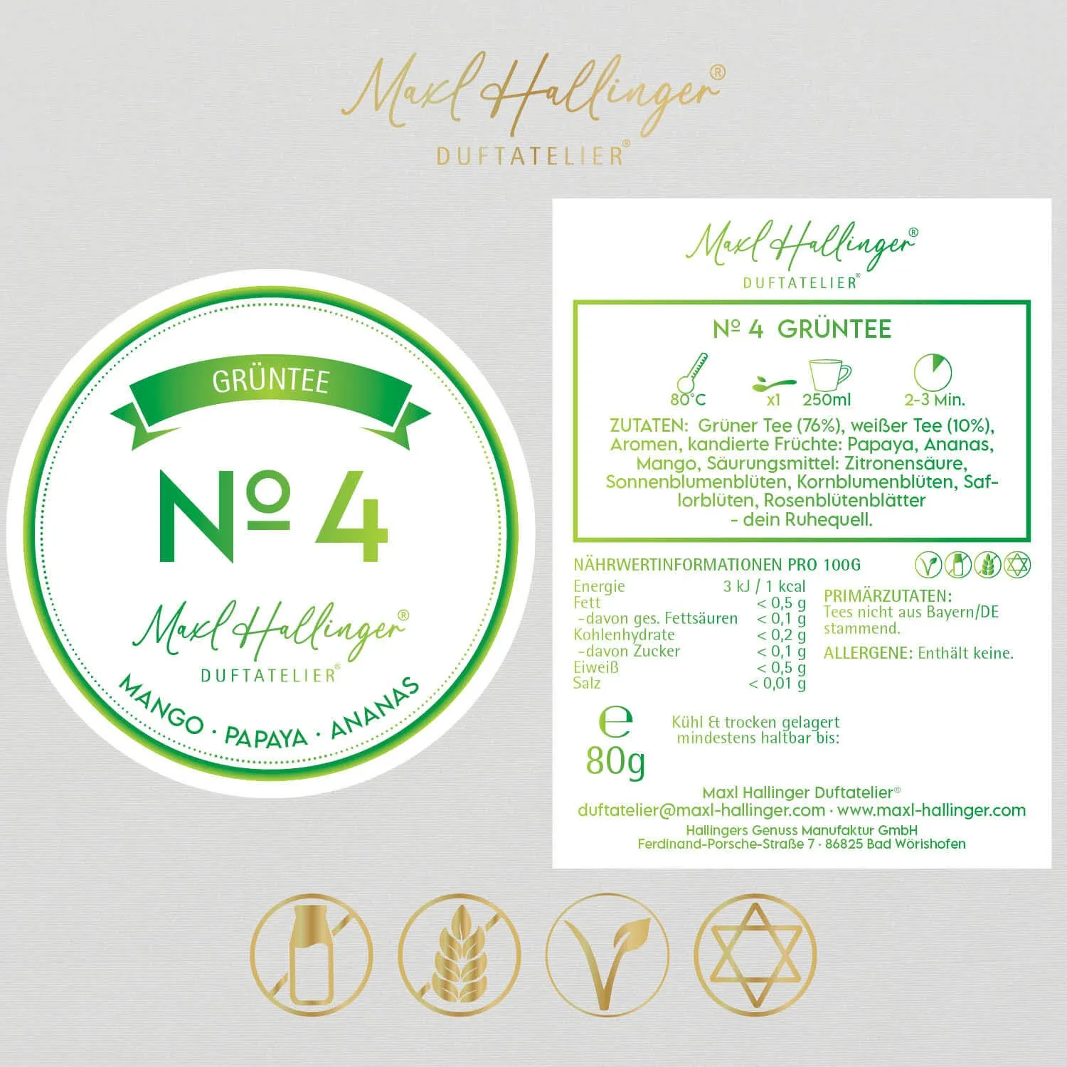 No. 4 (mit weißem Tee, Papaya & Rose) - Grüner Tee, loser Tee im Beutel