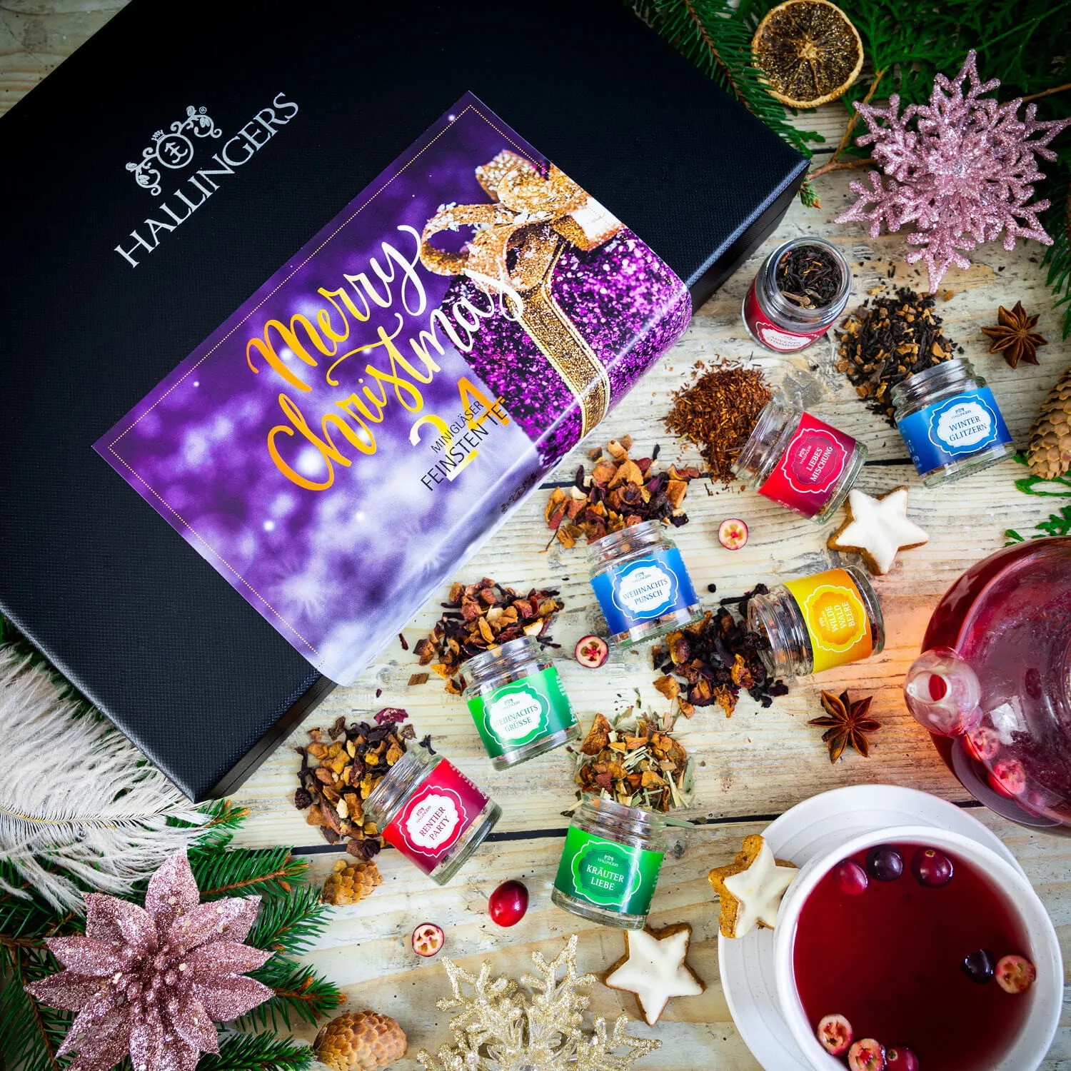 TEE SET IN DER GESCHENKBOX - 24 Sorten premium loser Tee als exklusives Probierset, stilvoll verpackt in einer edlen Geschenkbox mit Rezept-Booklet. Die besondere Geschenkidee für Teeliebhaber, Genießer & entspannte Wohlfühlmomente