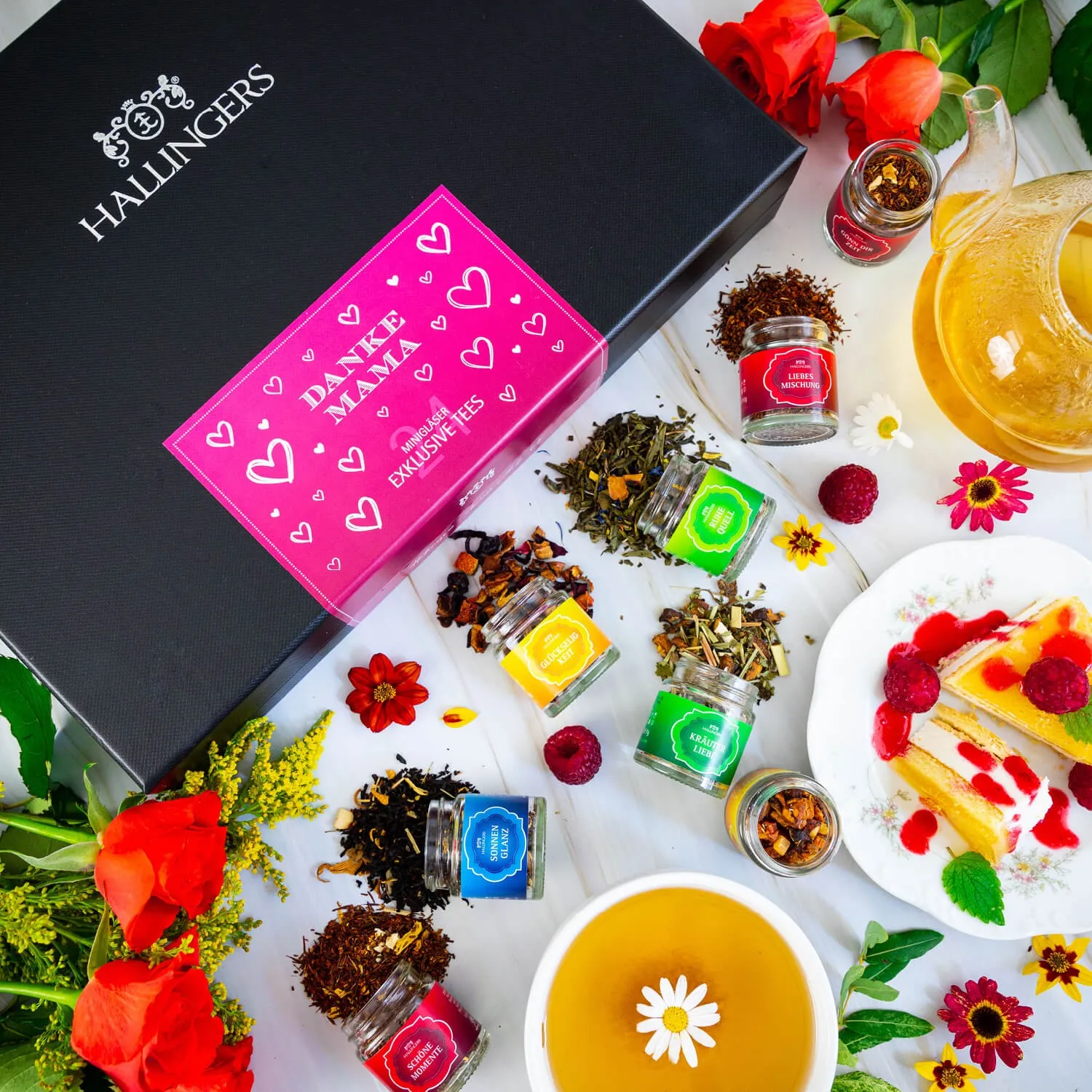 TEE SET IN DER GESCHENKBOX - 24 Sorten premium loser Tee als exklusives Probierset, stilvoll verpackt in einer edlen Geschenkbox mit Rezept-Booklet. Die besondere Geschenkidee für Teeliebhaber, Genießer & entspannte Wohlfühlmomente