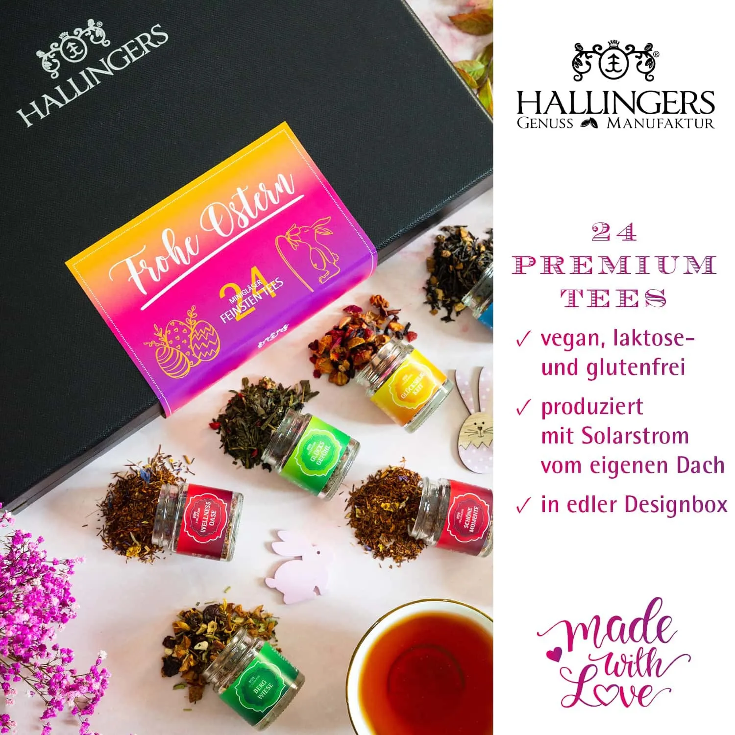 TEE SET IN DER GESCHENKBOX - 24 Sorten premium loser Tee als exklusives Probierset, stilvoll verpackt in einer edlen Geschenkbox mit Rezept-Booklet. Die besondere Geschenkidee für Teeliebhaber, Genießer & entspannte Wohlfühlmomente