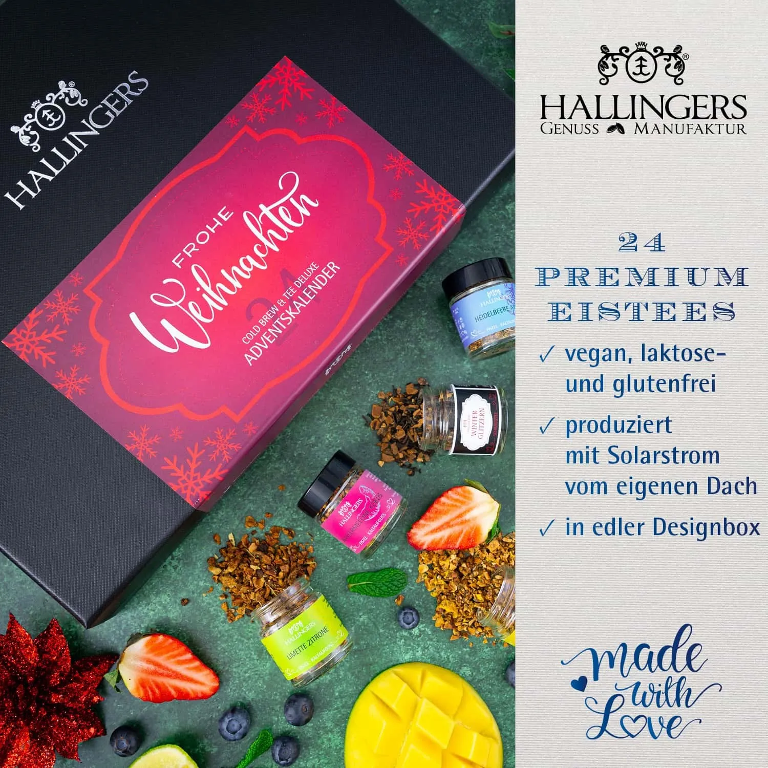 TEE ADVENTSKALENDER - 24 Sorten premium loser Tee als exklusives Probierset in edler Box mit Rezept-Booklet. 24 besondere Genussmomente für Teeliebhaber, Genießer & entspannte Wohlfühlmomente in der Adventszeit