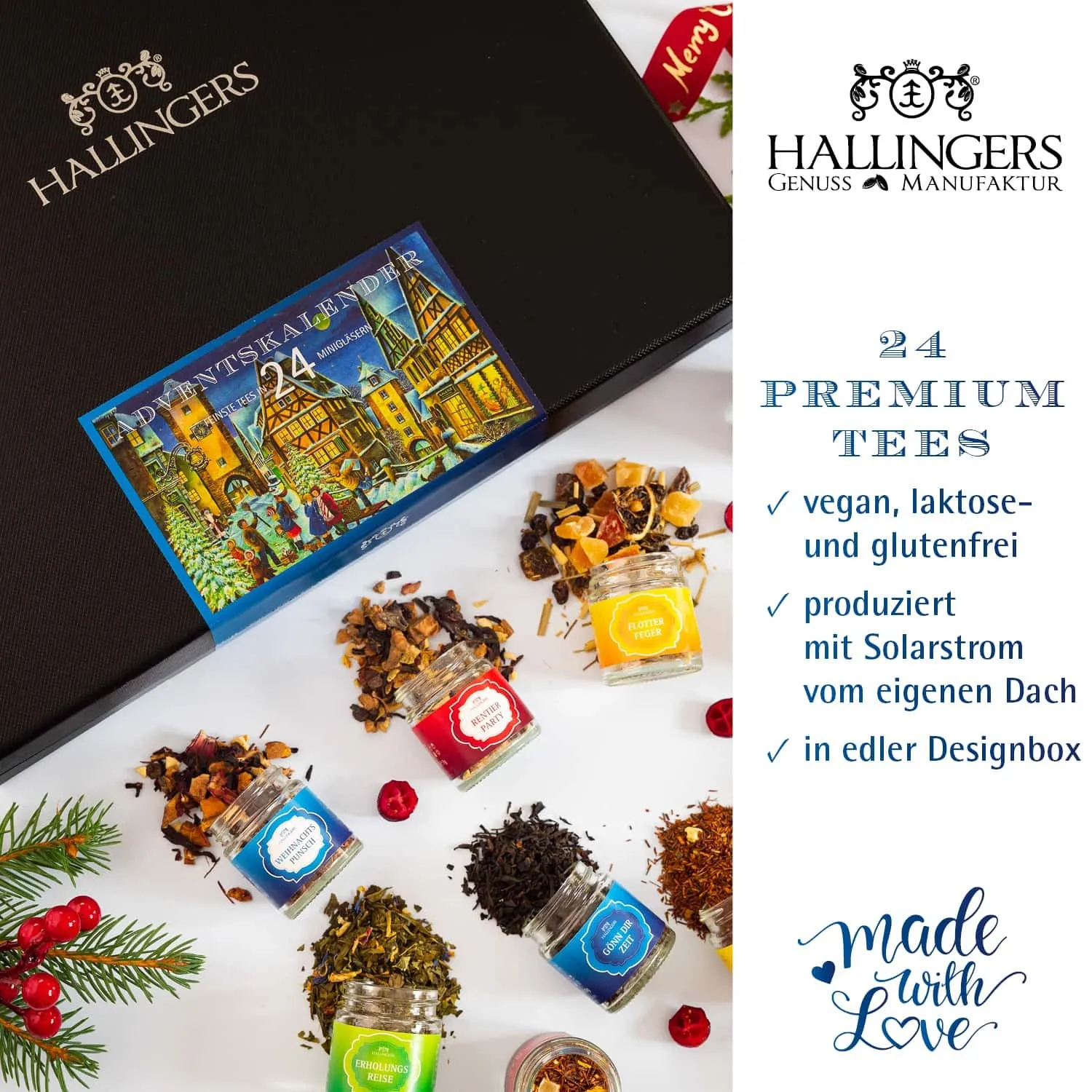 TEE ADVENTSKALENDER - 24 Sorten premium loser Tee als exklusives Probierset in edler Box mit Rezept-Booklet. 24 besondere Genussmomente für Teeliebhaber, Genießer & entspannte Wohlfühlmomente in der Adventszeit