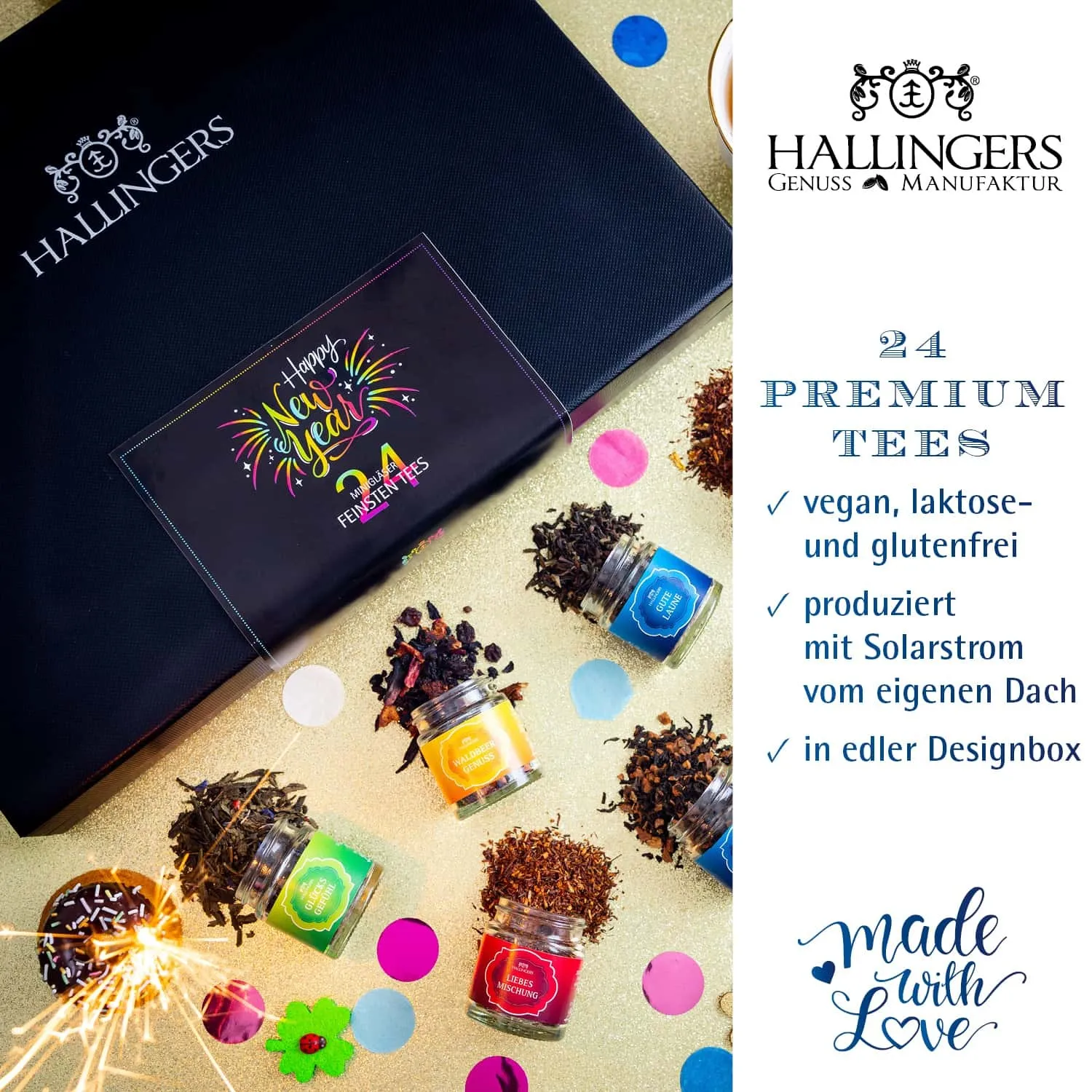 TEE SET IN DER GESCHENKBOX - 24 Sorten premium loser Tee als exklusives Probierset, stilvoll verpackt in einer edlen Geschenkbox mit Rezept-Booklet. Die besondere Geschenkidee für Teeliebhaber, Genießer & entspannte Wohlfühlmomente