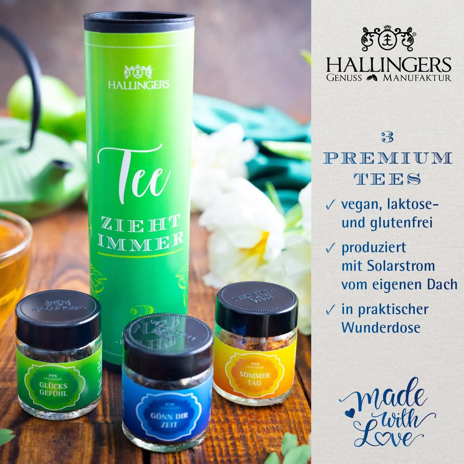 TEE SET IN DER GESCHENK-DOSE - 3 Sorten premium loser Tee in stilvollen Gläsern als exklusives Probierset, hochwertig verpackt in einer edlen Geschenk-Dose. Die besondere Geschenkidee für Teeliebhaber & entspannte Genussmomente