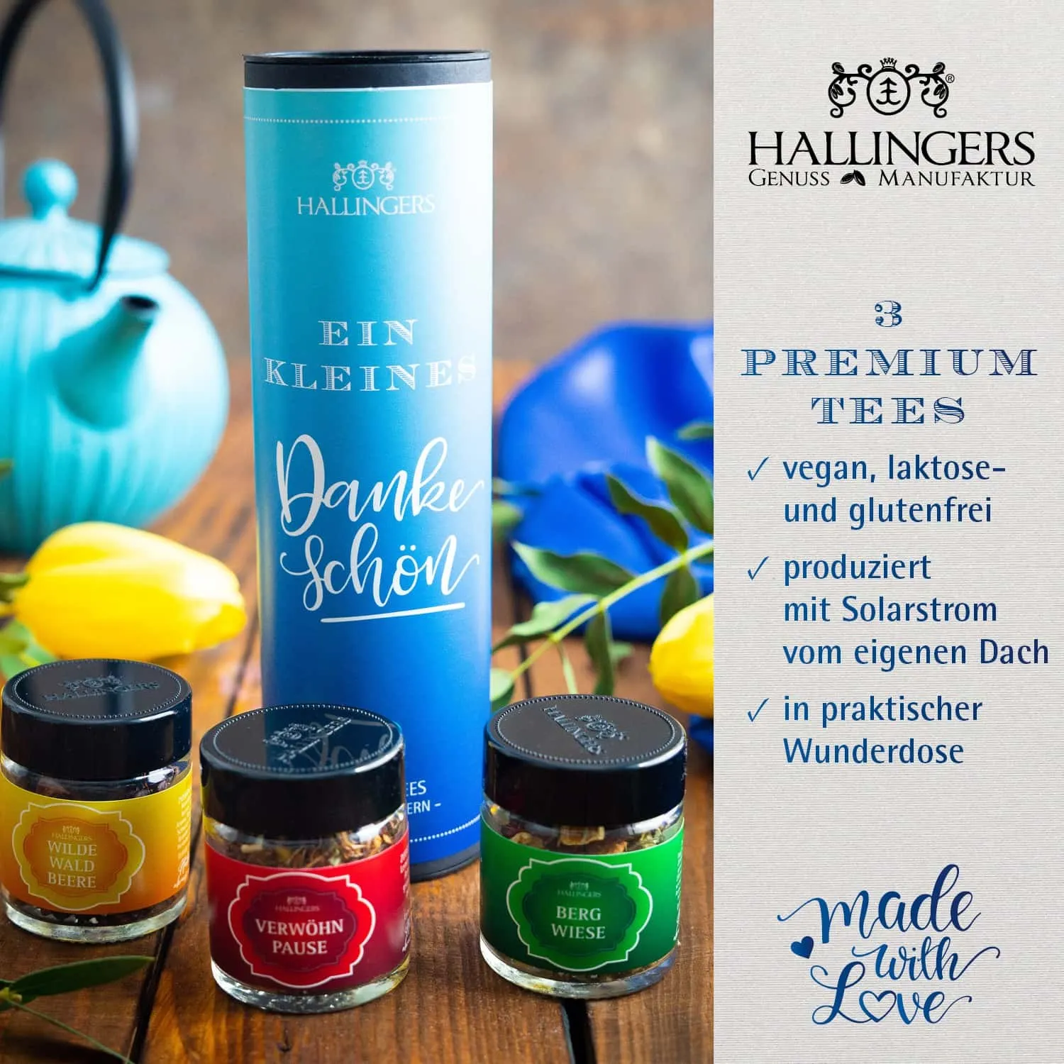 TEE SET IN DER GESCHENK-DOSE - 3 Sorten premium loser Tee in stilvollen Gläsern als exklusives Probierset, hochwertig verpackt in einer edlen Geschenk-Dose. Die besondere Geschenkidee für Teeliebhaber & entspannte Genussmomente