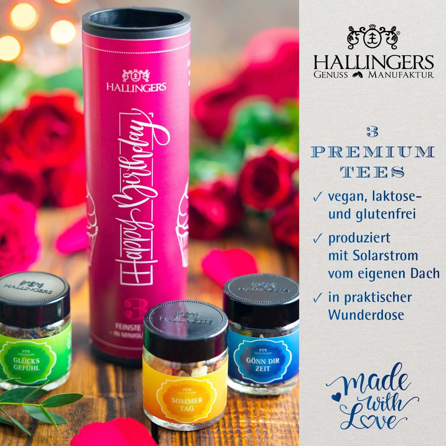 TEE SET IN DER GESCHENK-DOSE - 3 Sorten premium loser Tee in stilvollen Gläsern als exklusives Probierset, hochwertig verpackt in einer edlen Geschenk-Dose. Die besondere Geschenkidee für Teeliebhaber & entspannte Genussmomente