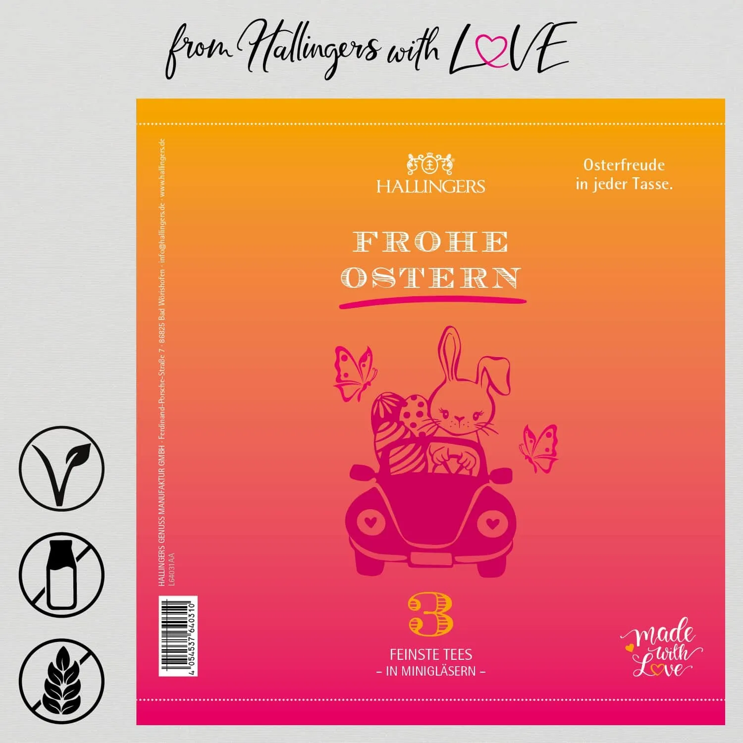 Frohe Ostern (vegane Tees) - Tee-Set, 3x loser Tee Geschenkdose