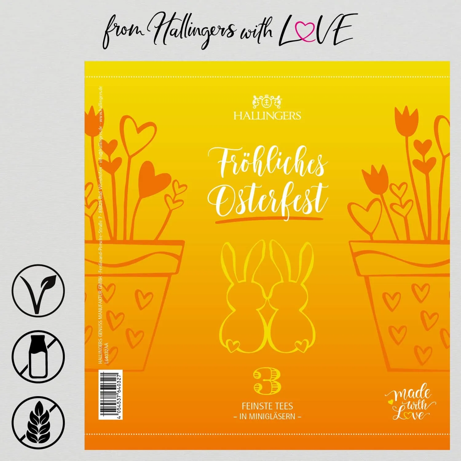 Fröhliches Osterfest (vegane Tees) - Tee-Set, 3x loser Tee Geschenkdose