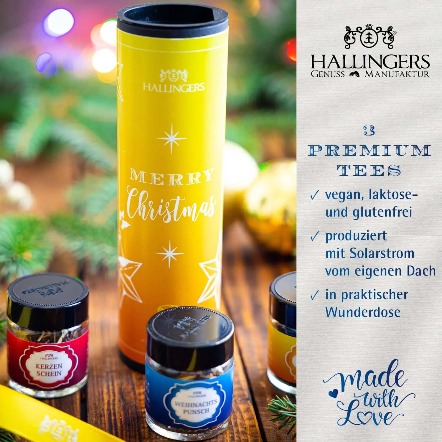TEE SET IN DER GESCHENK-DOSE - 3 Sorten premium loser Tee in stilvollen Gläsern als exklusives Probierset, hochwertig verpackt in einer edlen Geschenk-Dose. Die besondere Geschenkidee für Teeliebhaber & entspannte Genussmomente