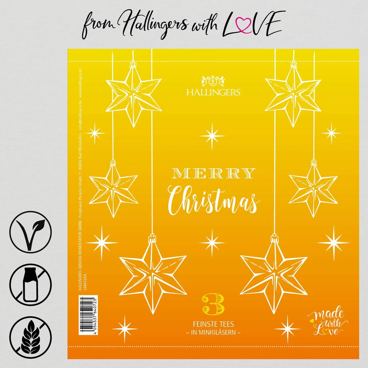 Merry Christmas (vegane XMS-Tees) - Tee-Set, 3x loser Tee Geschenkdose