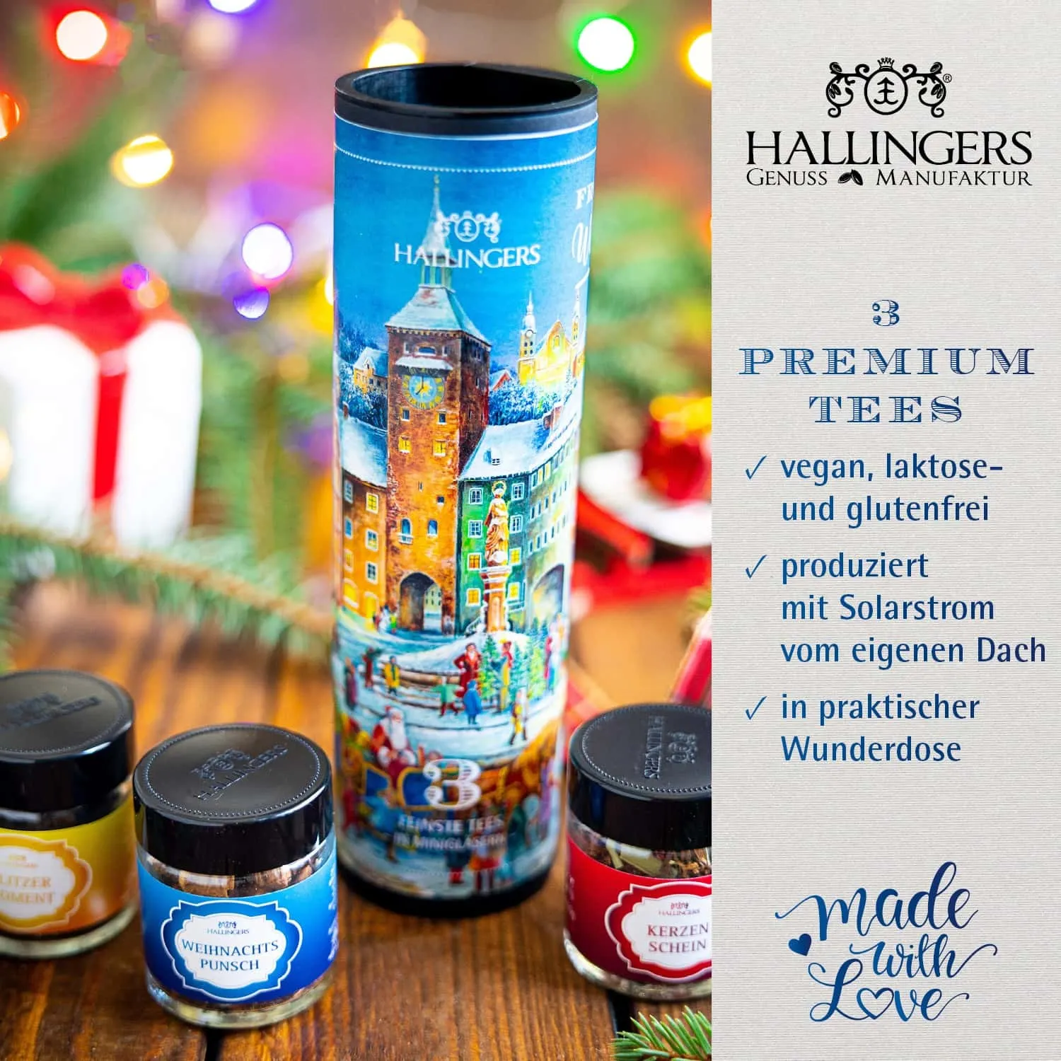 TEE SET IN DER GESCHENK-DOSE - 3 Sorten premium loser Tee in stilvollen Gläsern als exklusives Probierset, hochwertig verpackt in einer edlen Geschenk-Dose. Die besondere Geschenkidee für Teeliebhaber & entspannte Genussmomente