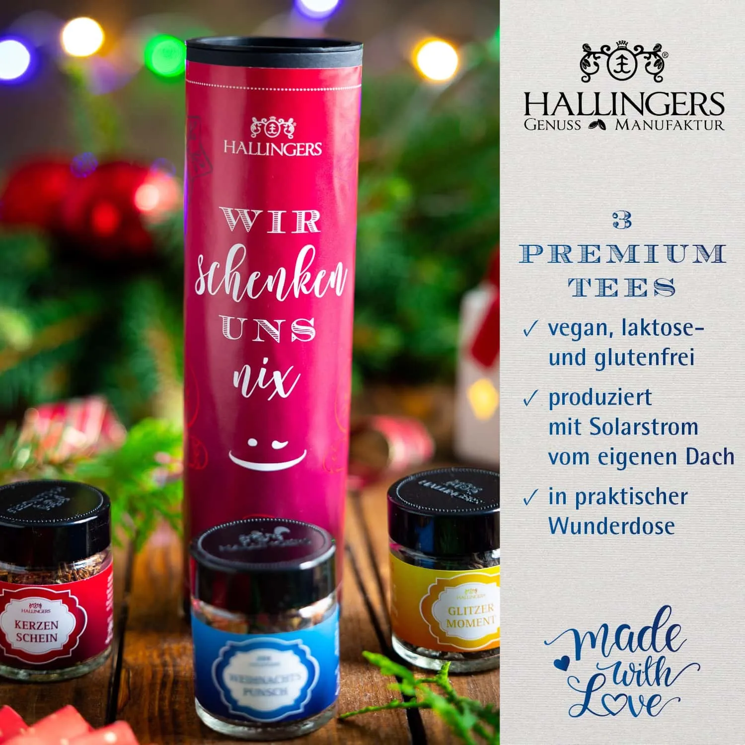 TEE SET IN DER GESCHENK-DOSE - 3 Sorten premium loser Tee in stilvollen Gläsern als exklusives Probierset, hochwertig verpackt in einer edlen Geschenk-Dose. Die besondere Geschenkidee für Teeliebhaber & entspannte Genussmomente