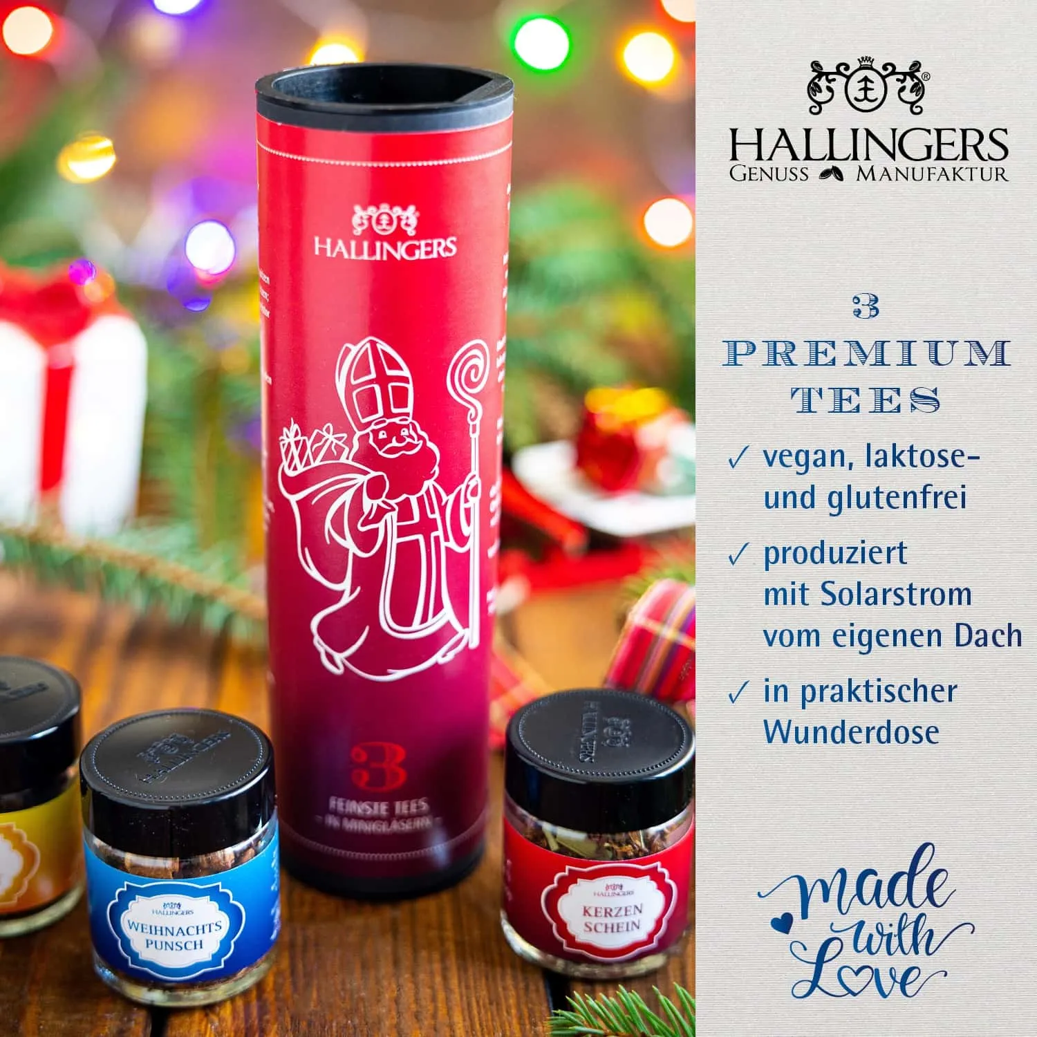 TEE SET IN DER GESCHENK-DOSE - 3 Sorten premium loser Tee in stilvollen Gläsern als exklusives Probierset, hochwertig verpackt in einer edlen Geschenk-Dose. Die besondere Geschenkidee für Teeliebhaber & entspannte Genussmomente