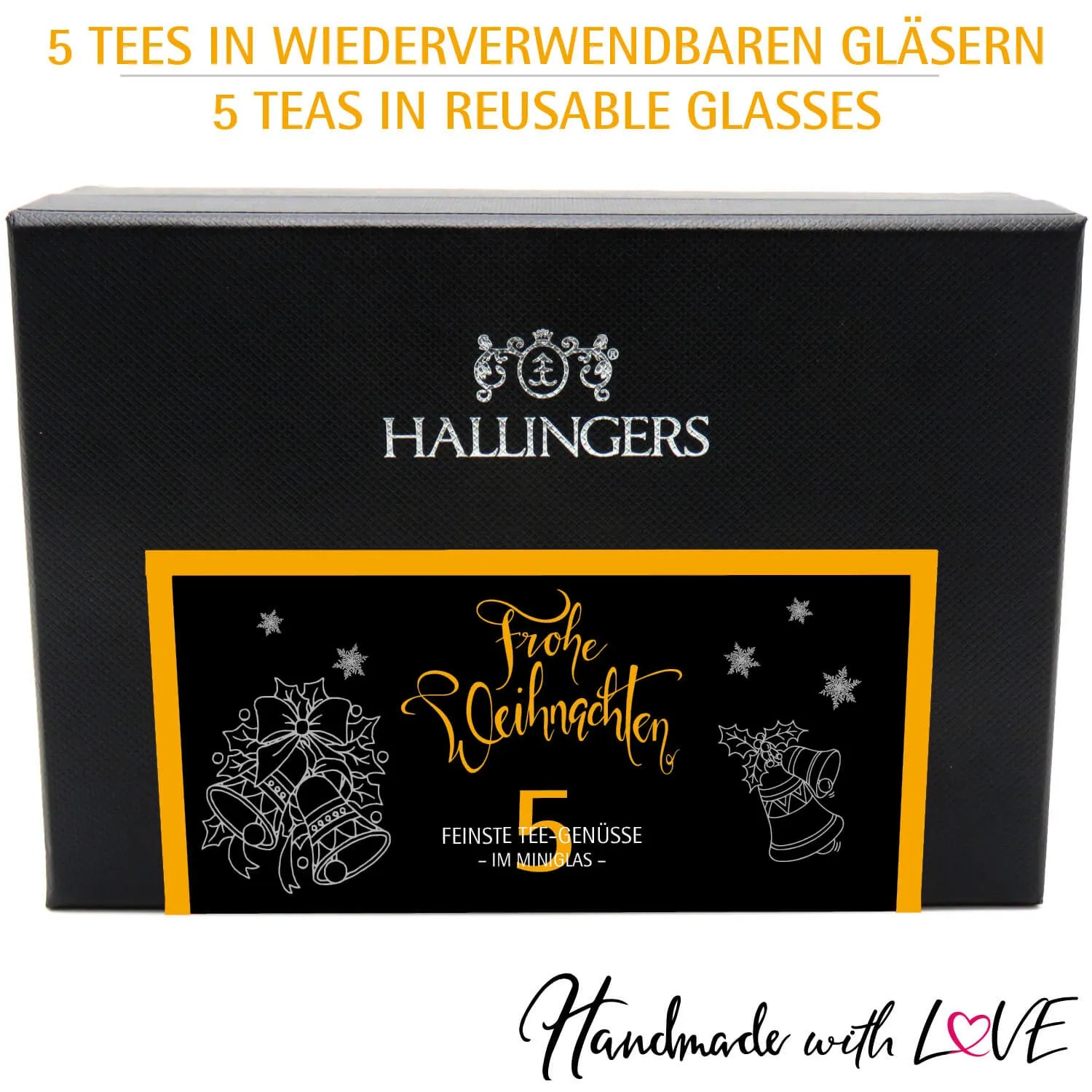 Frohe Weihnachten ORANGE - Tee-Set, 5x loser Tee Geschenkbox