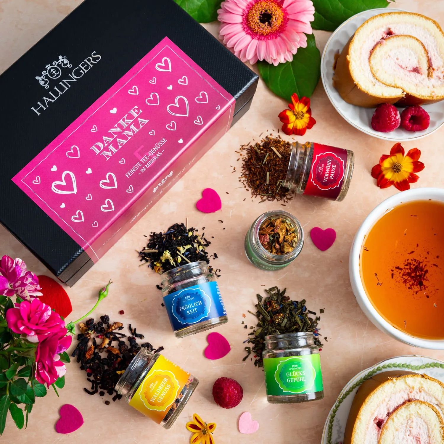 TEE SET IN DER GESCHENKBOX - 5 Sorten premium loser Tee als exklusives Probierset, stilvoll verpackt in einer edlen Geschenkbox mit Rezept-Booklet. Die besondere Geschenkidee für Teeliebhaber, Genießer & entspannte Wohlfühlmomente