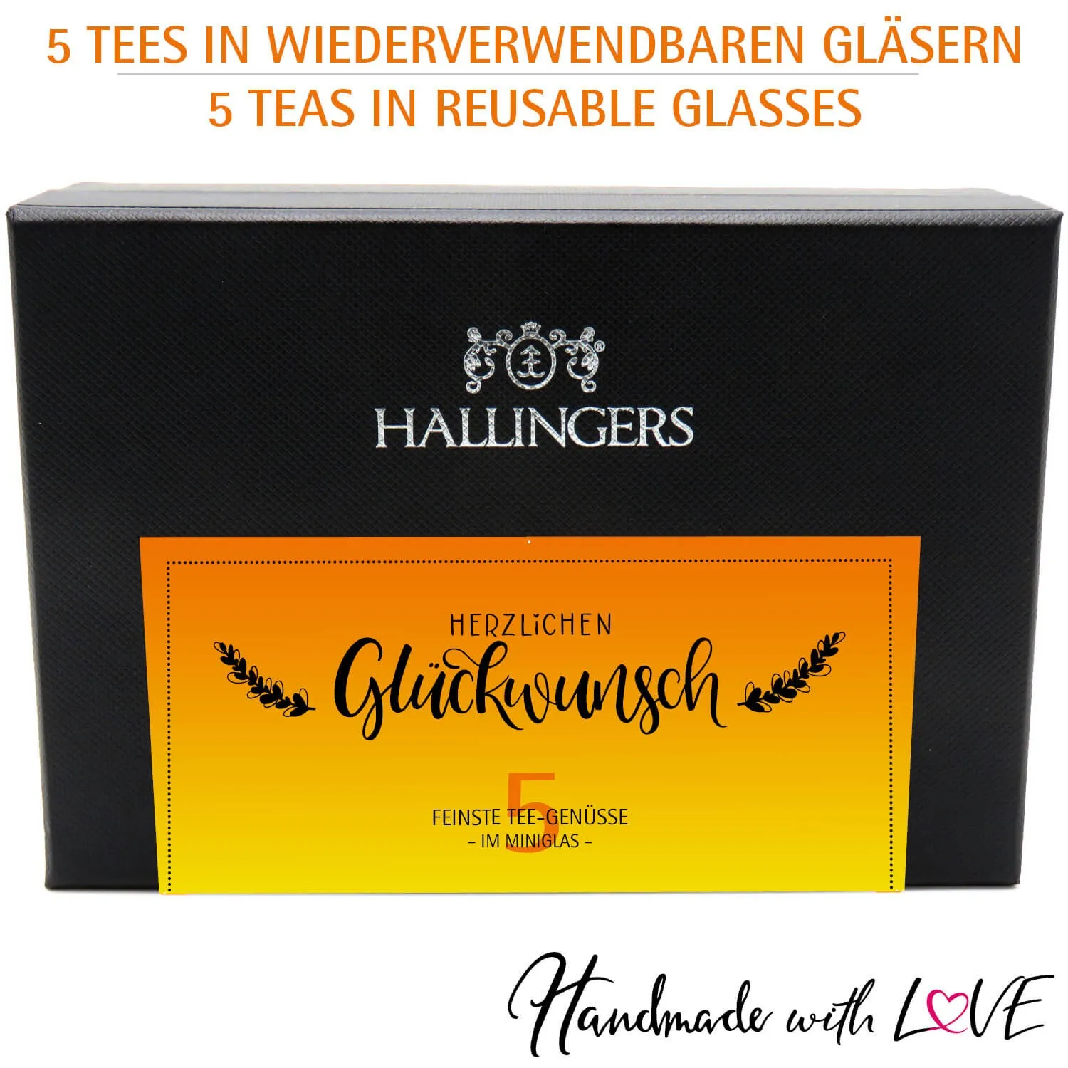Herzlichen Glückwunsch - Tee-Set, 5x loser Tee Geschenkbox