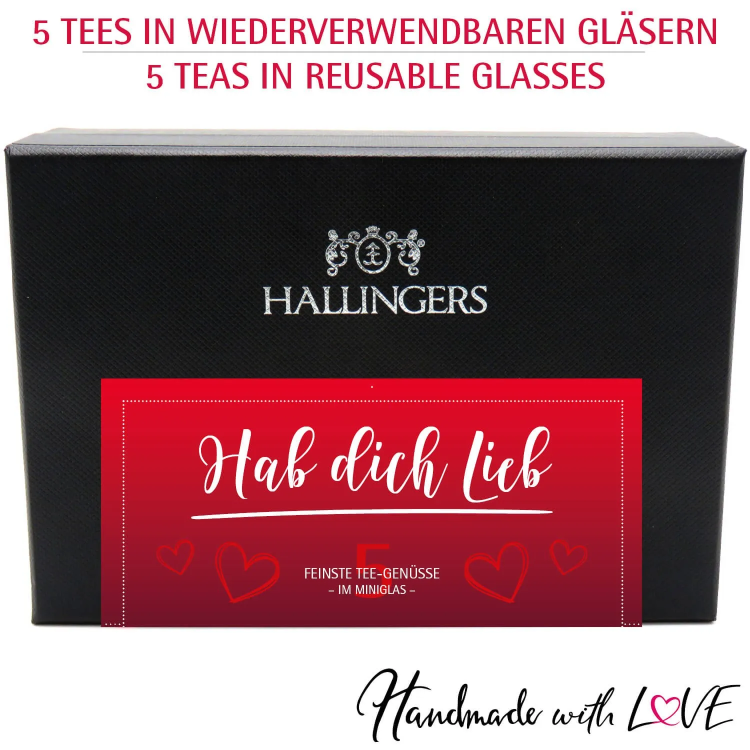 Hab dich lieb Red - Tee-Set, 5x loser Tee Geschenkbox
