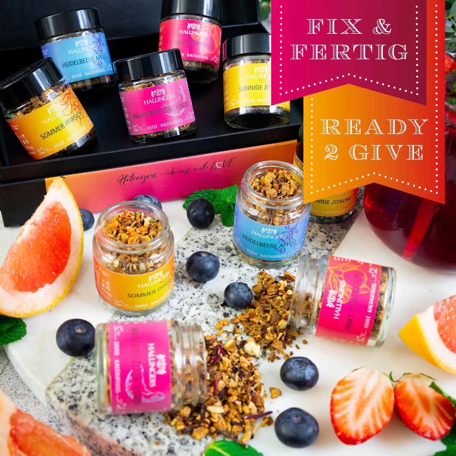 VIELFALT TASSE FÜR TASSE - Edition \ColdBrew Kaltaufguss Orange-Pink\: Vergiss beliebige Tee-Sets voller austauschbarer Standardmischungen - echter Teegenuss entsteht, wo jede Sorte durch Charakter, Qualität & außergewöhnlichen Geschmack überzeugt